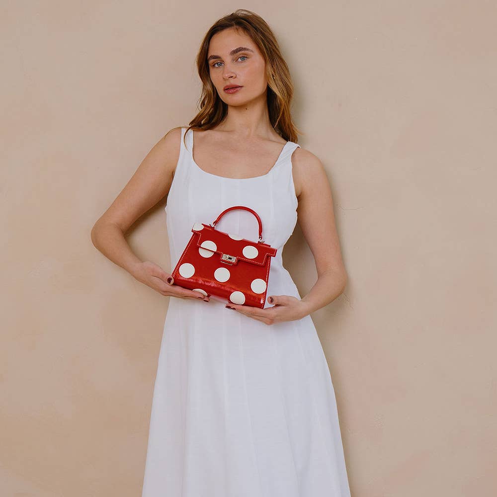 Maisel Black Recycled Vegan Polka Dot Top Handle Bag