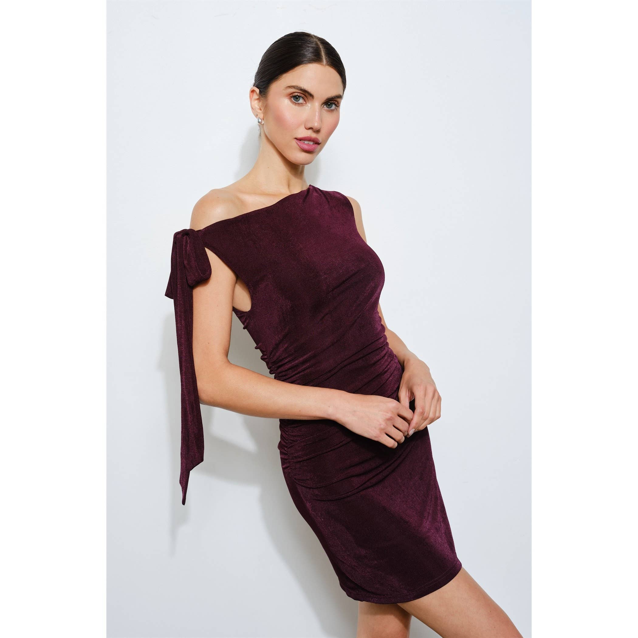 Davina Asymmetric Tie Shoulder Mini Dress