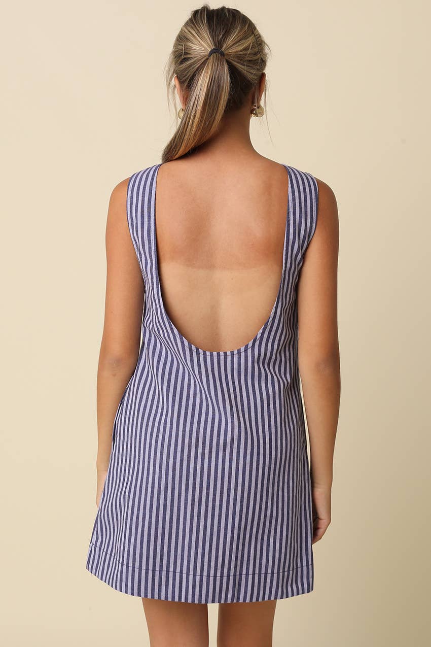 CHARIS STRIPE OPEN0BACK MINI DRESS