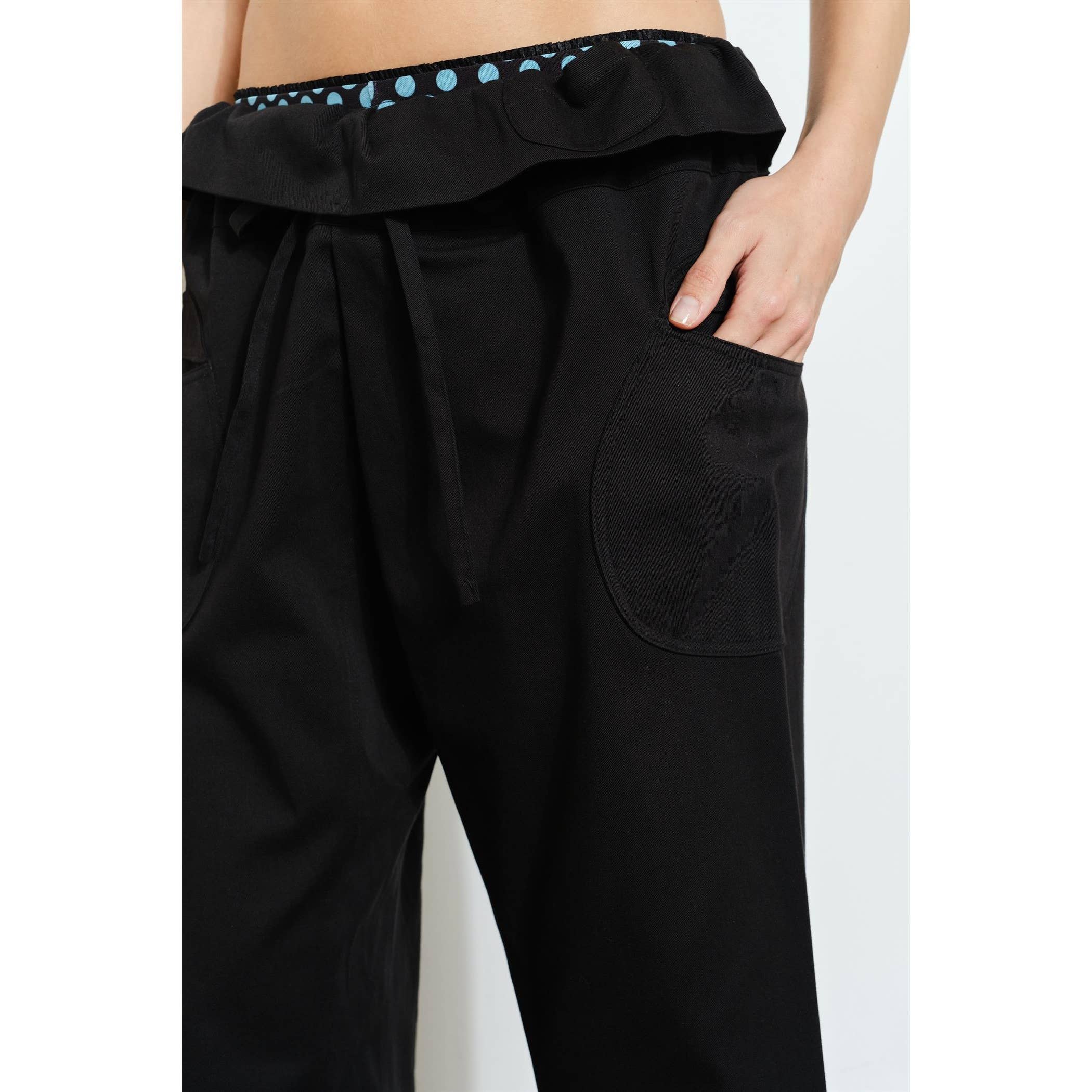 ANJA FOLD-OVER COTTON TWILL PANT