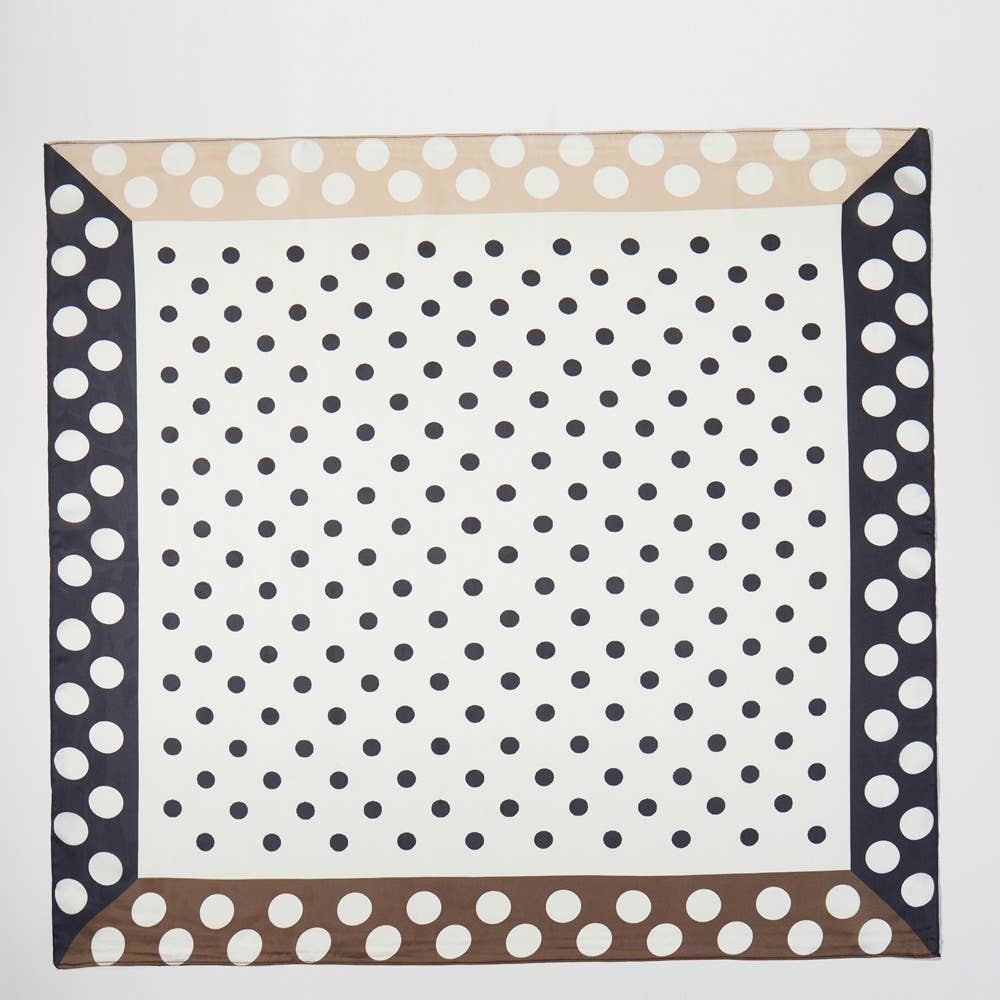 Contrasting Border Polka Dot Square Bandana Scarf