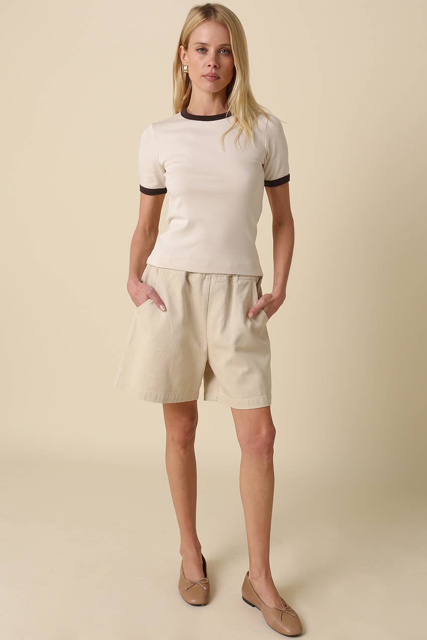 BRISA COTTON PULL-ON BERMUDA SHORTS
