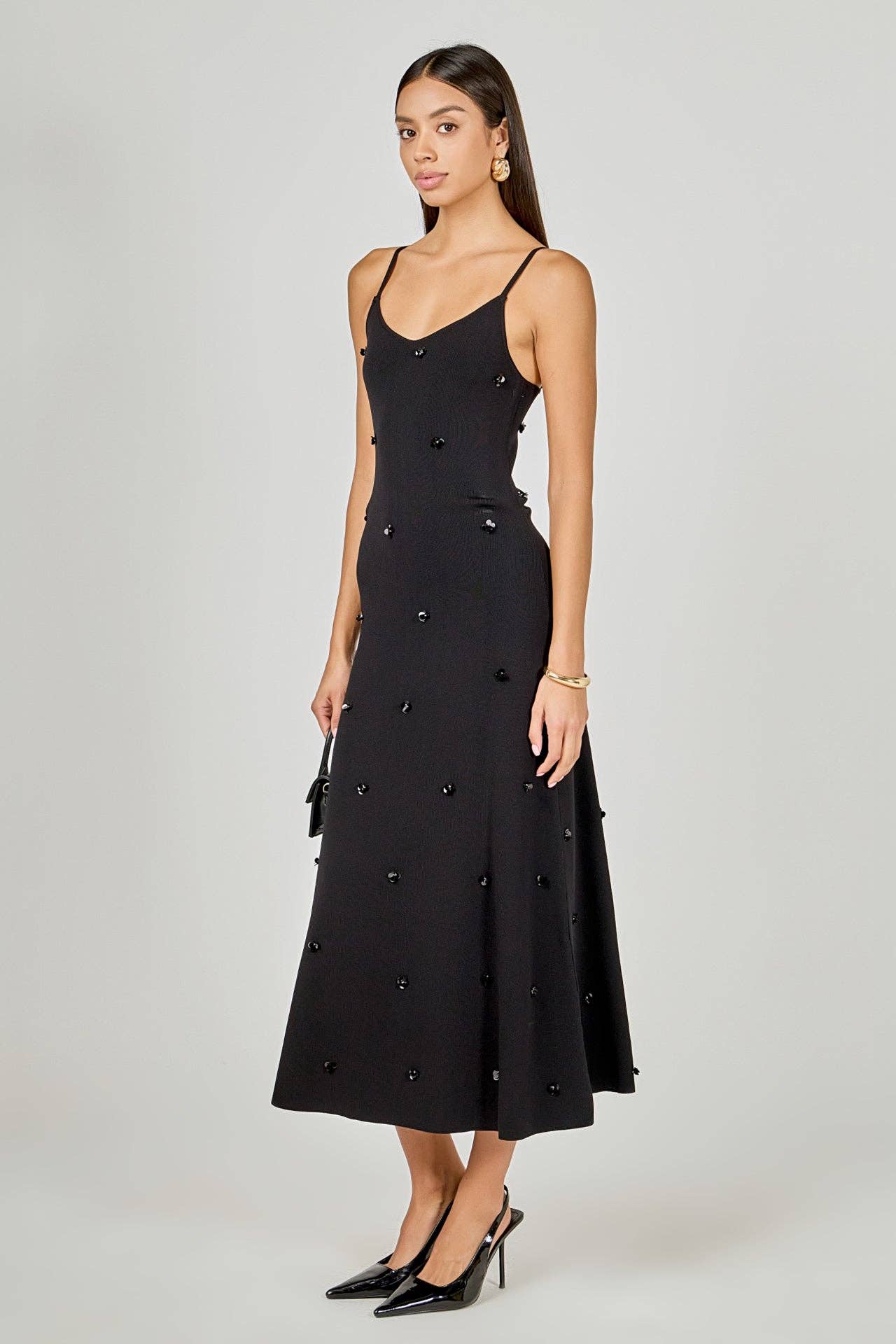 Embellished Knit Midi Dress