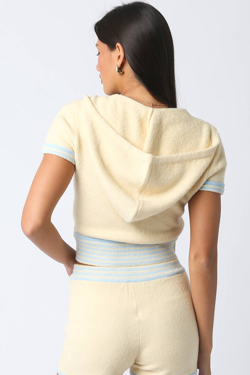 CARLA CONTRAST KNIT ZIP-UP