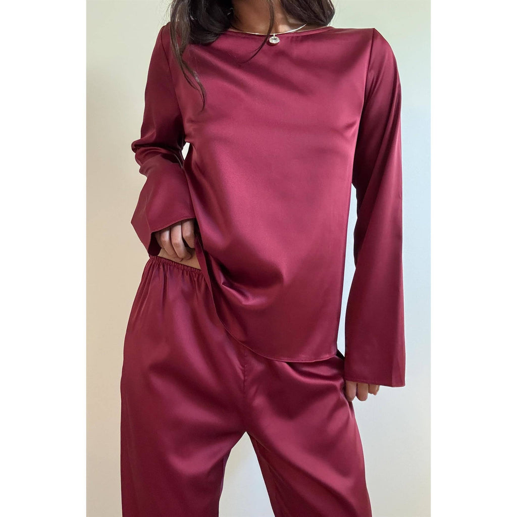 Satin Long Sleeves Top & Pants Set