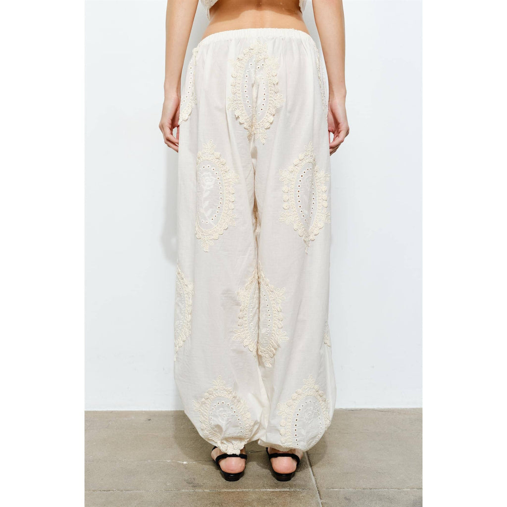 OWEN COTTON EYELET EMBROIDERED BALLOON JOGGER PANTS