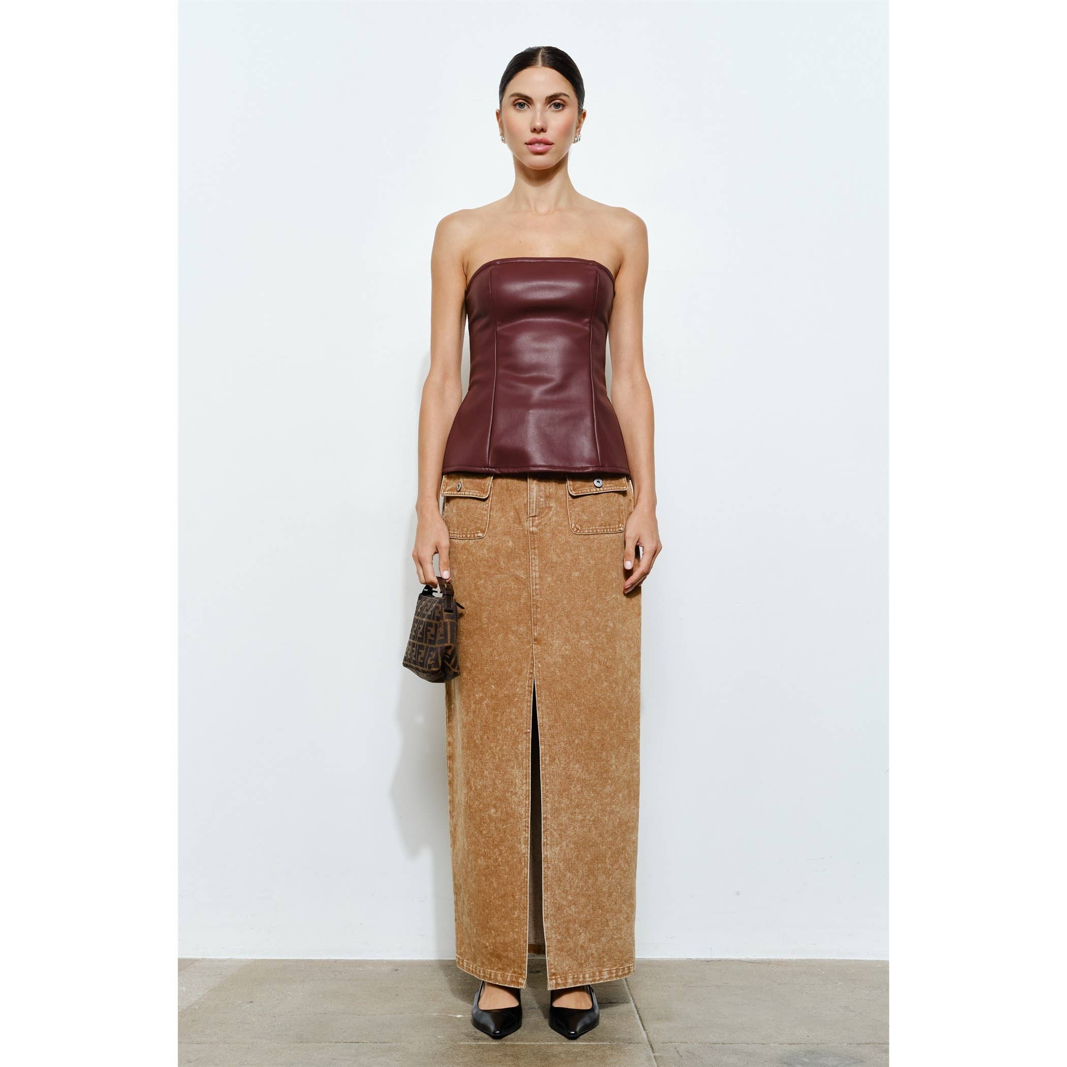 Nina Faux Leather Bustier