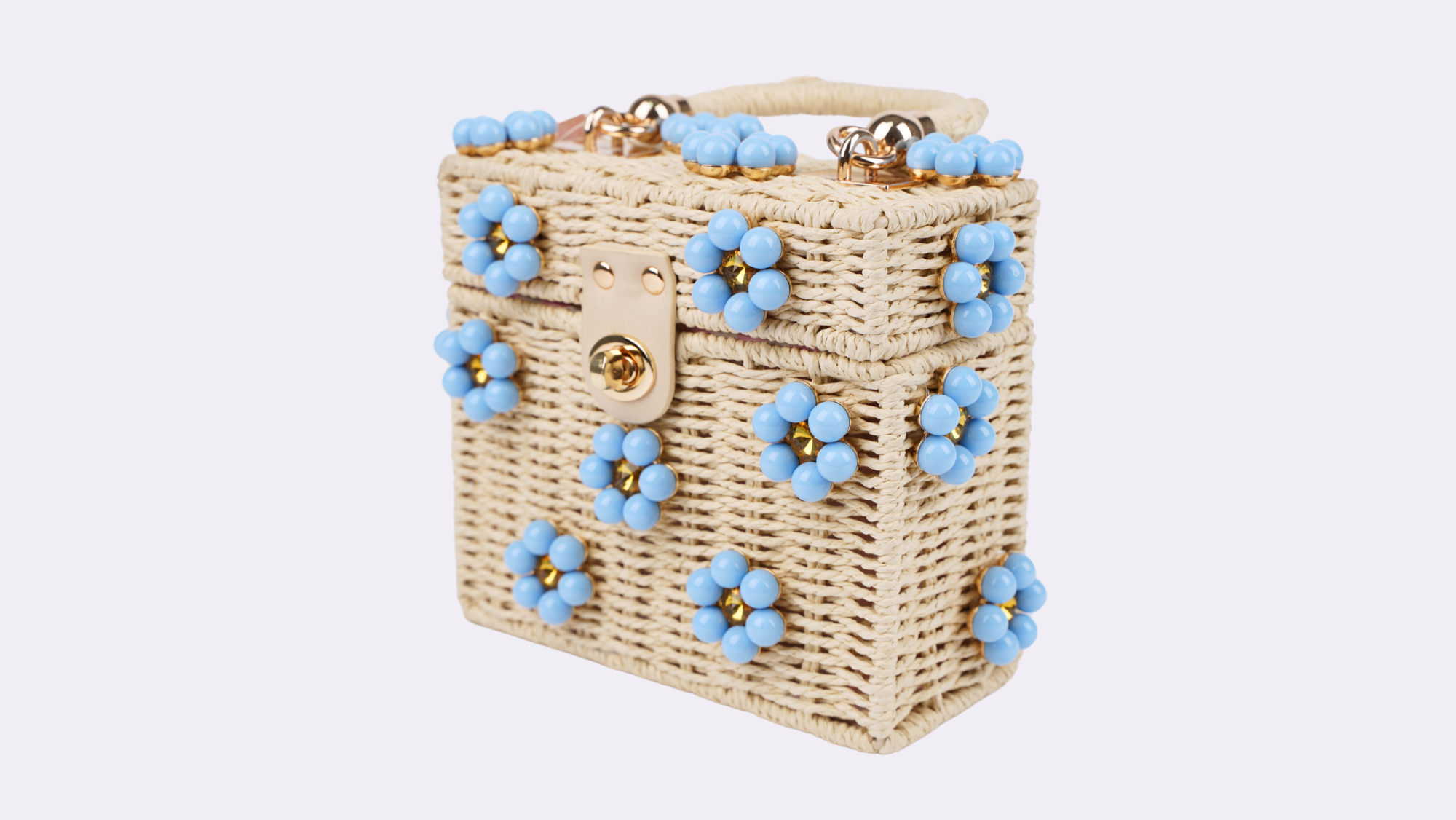 WICKER BUCKET DAISY FLOWER PURSE