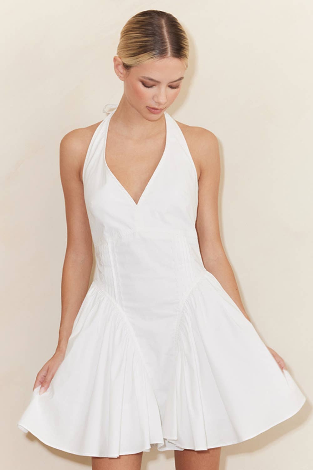 TIMELESS CLASSIC CLASSY HALTER NECK MINI DRESS Contemporary / White / L TIMELESS CLASSIC CLASSY HALTER NECK MINI DRESS Contemporary / White / L