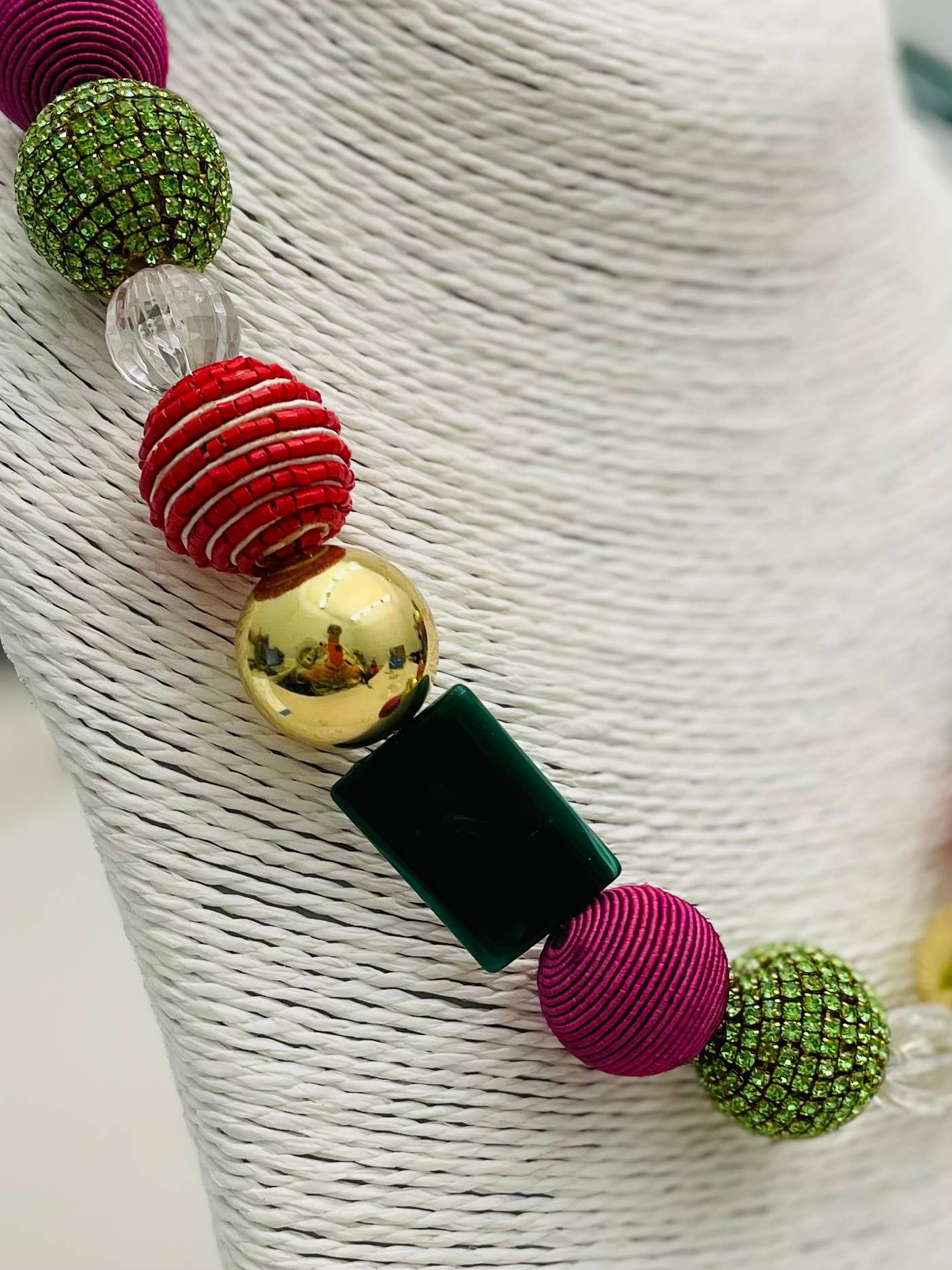 Pink/Green/Gold Holiday Spice Necklace