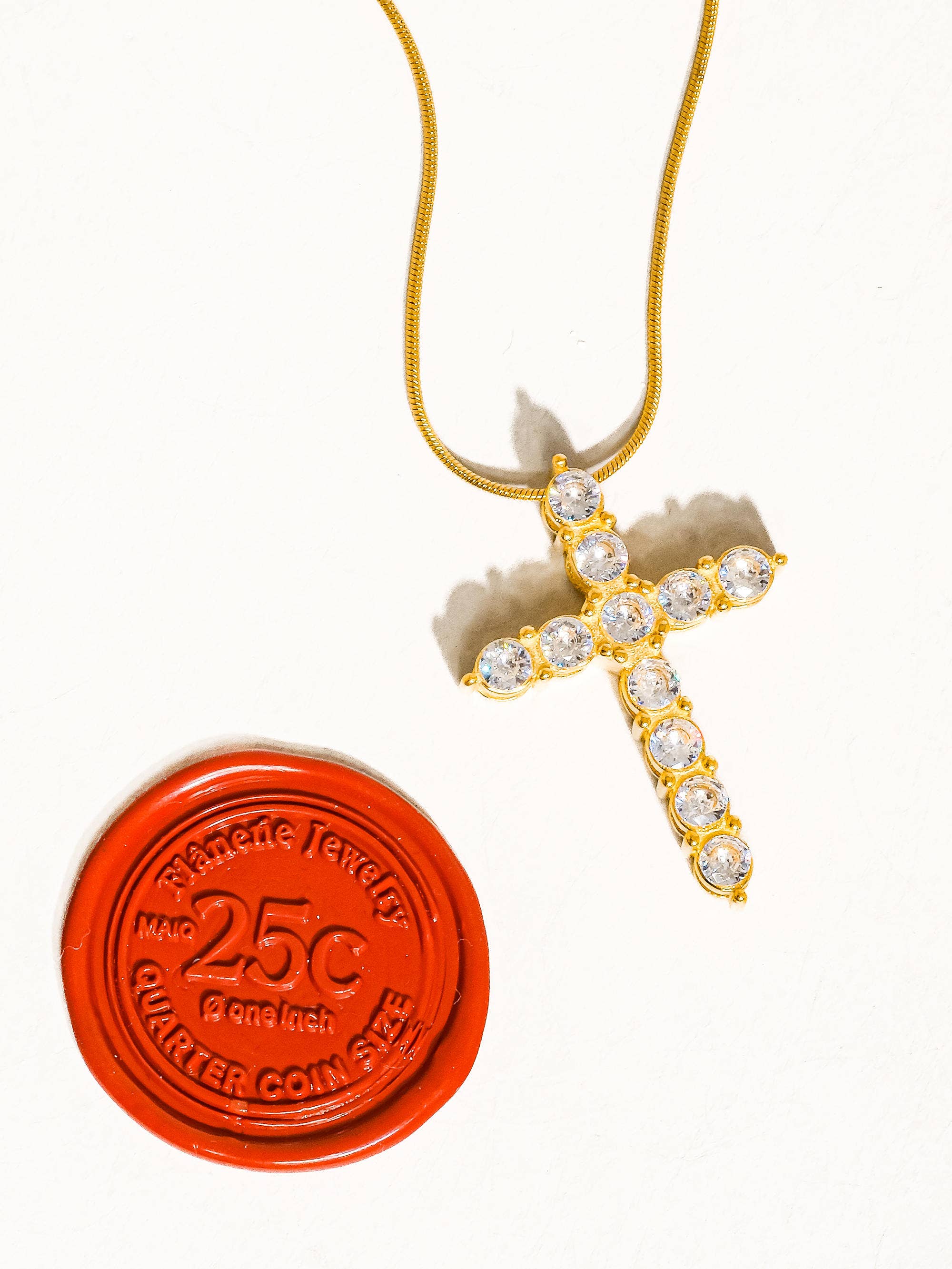 18K Gold Non-Tarnish Cross Necklace