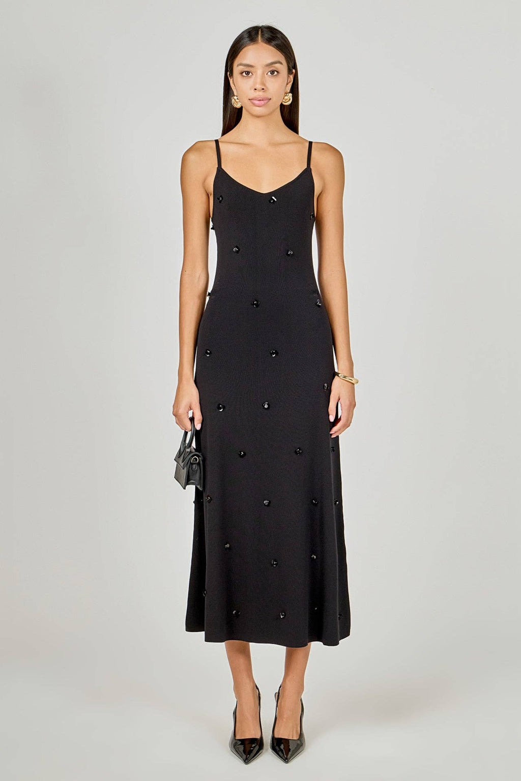 Embellished Knit Midi Dress