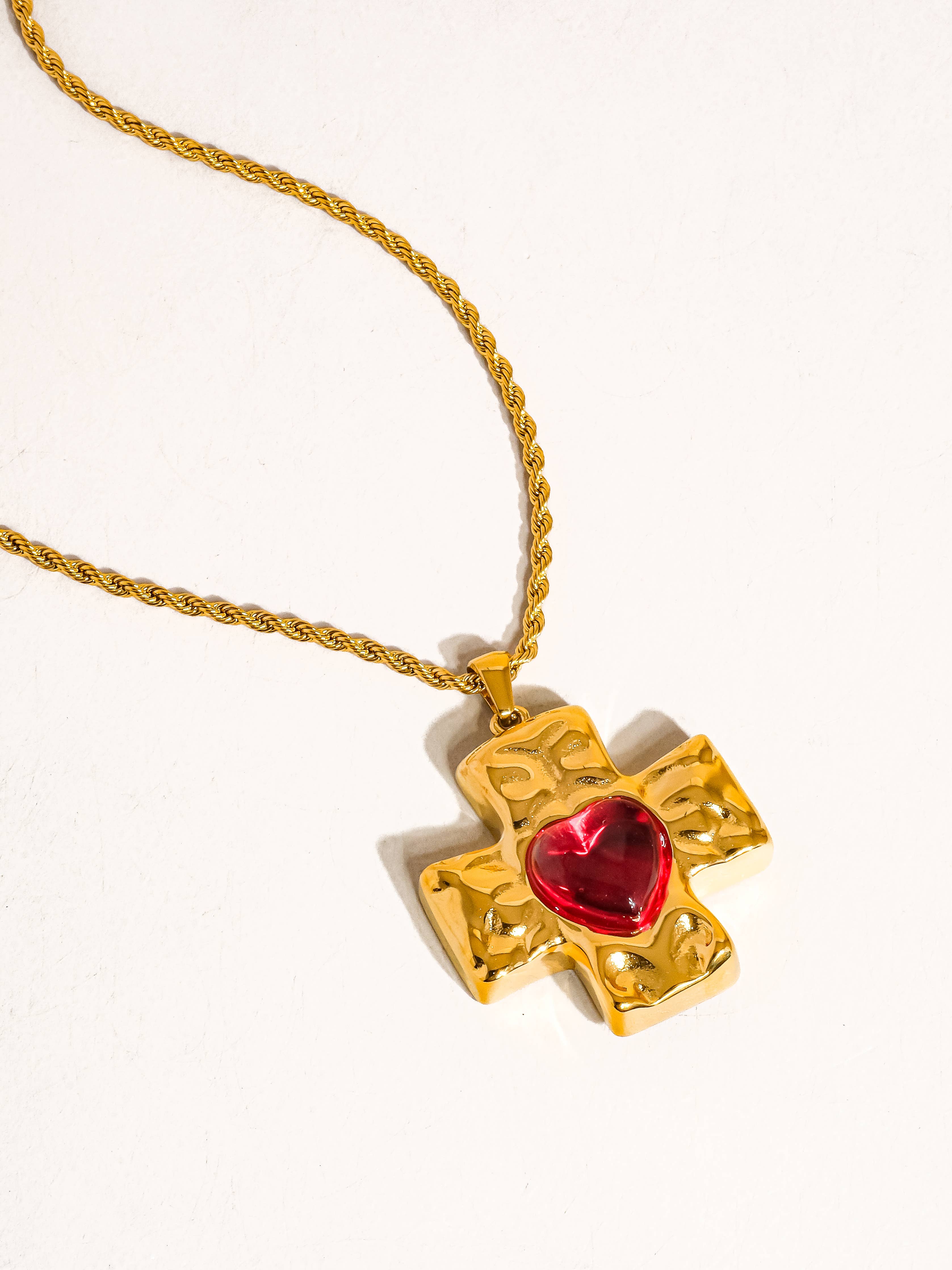 Homer 18K Non-Tarnish Red Cross Necklace