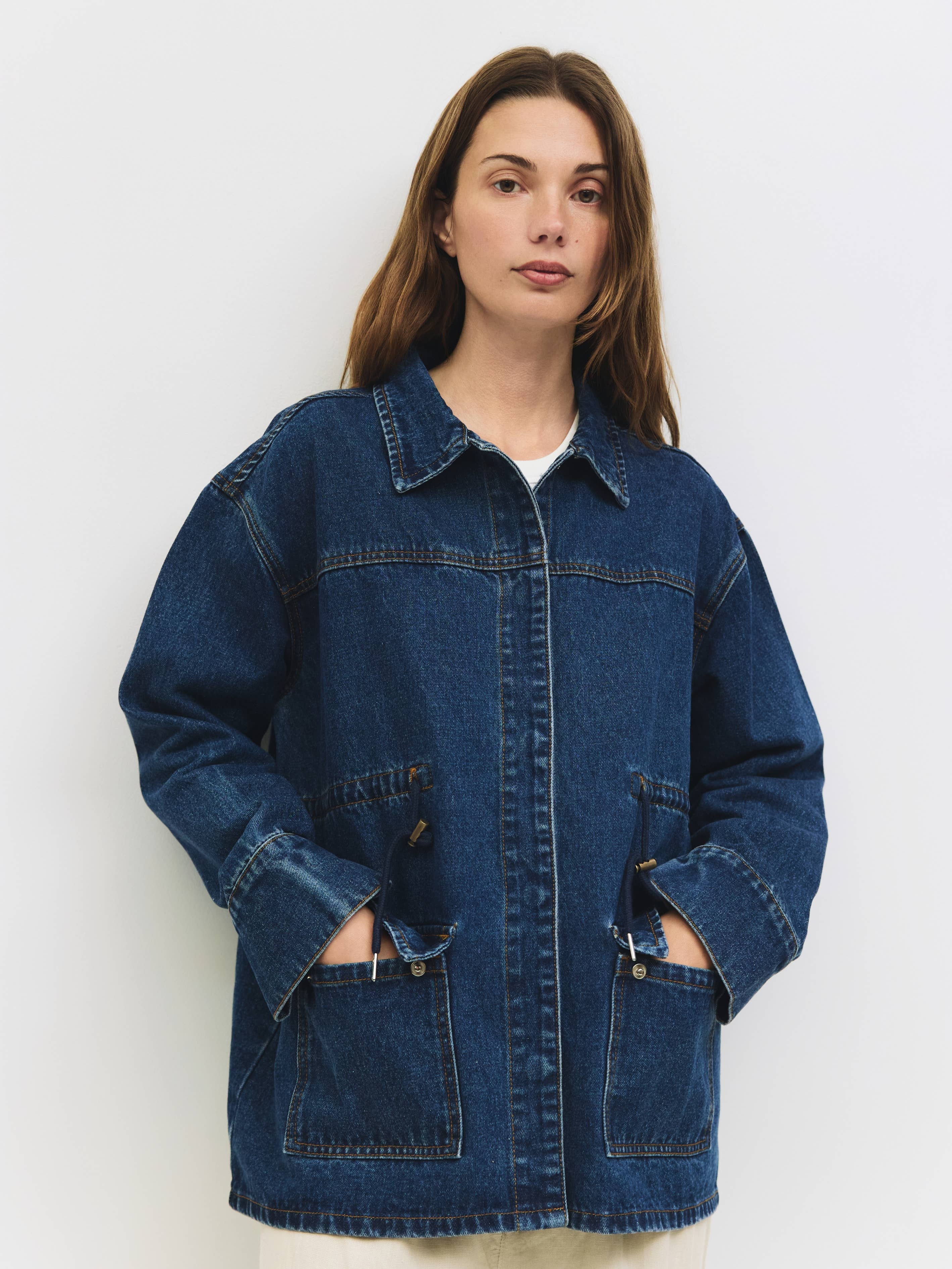 The Aster Jacket | Denim Drawstring Jacket