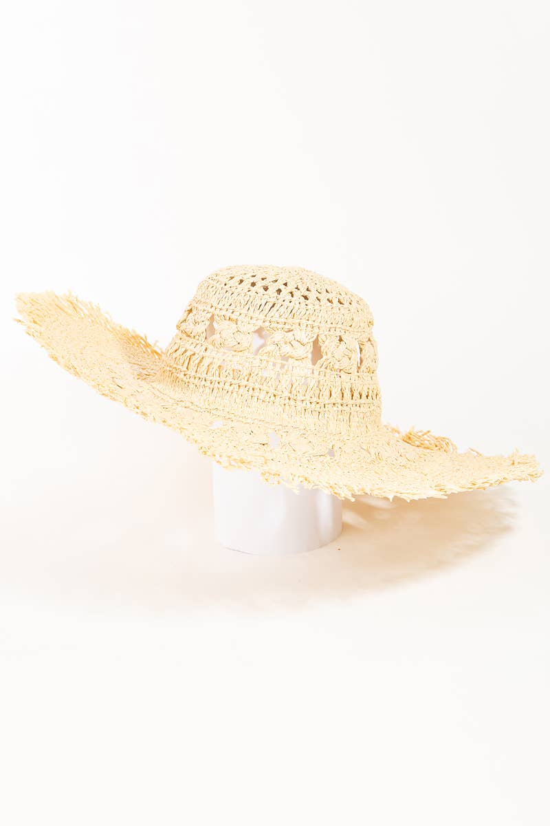 Intricate Straw Braided Sun Hat