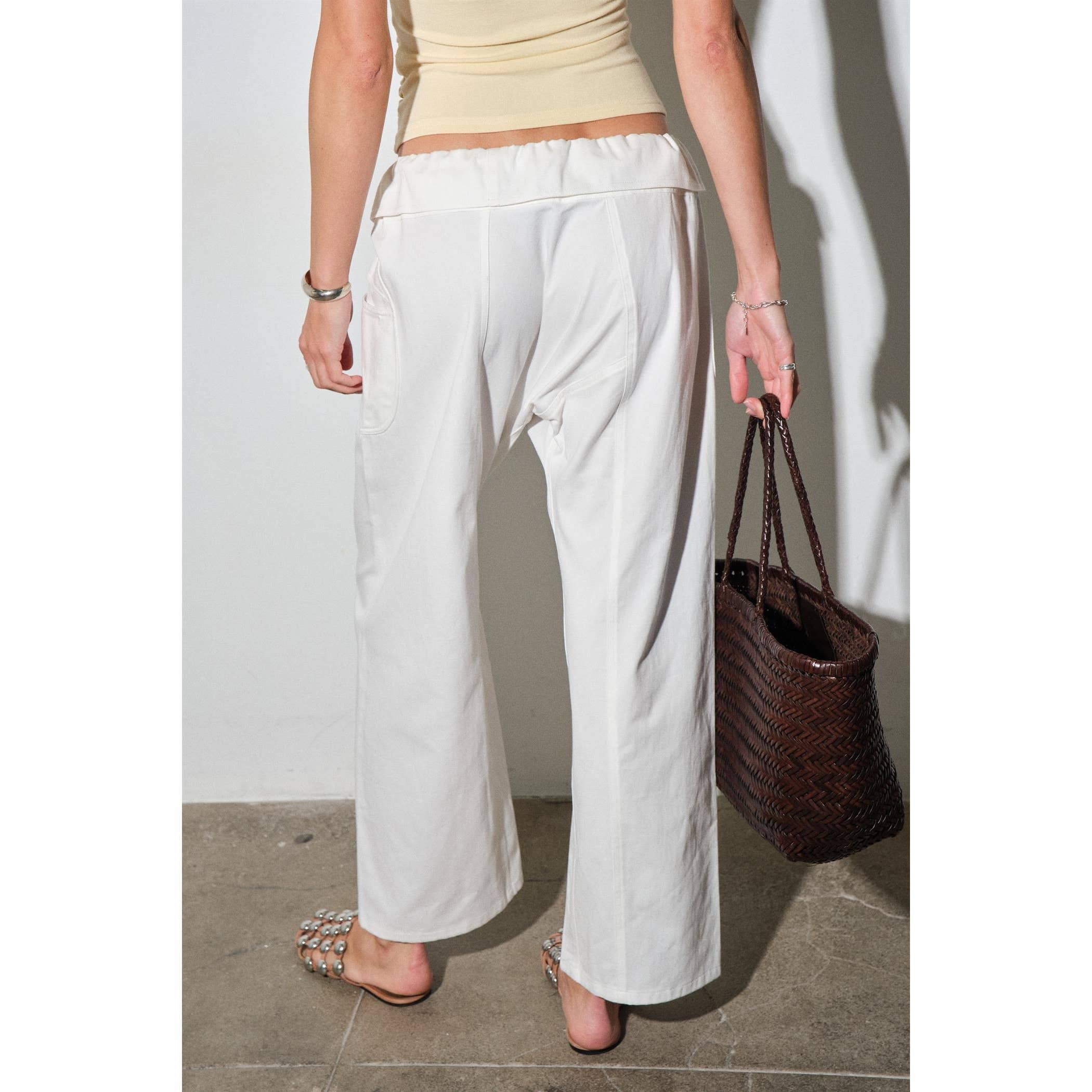 ANJA FOLD-OVER COTTON TWILL PANT