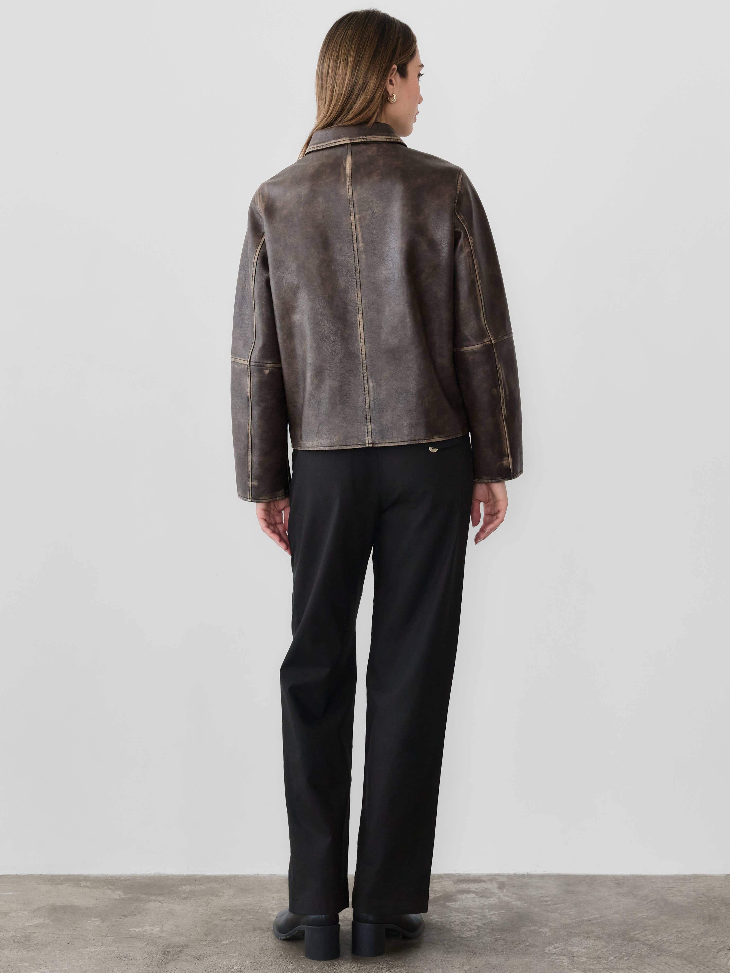 The Murph Jacket | Distressed Button-Down Leather Jacket