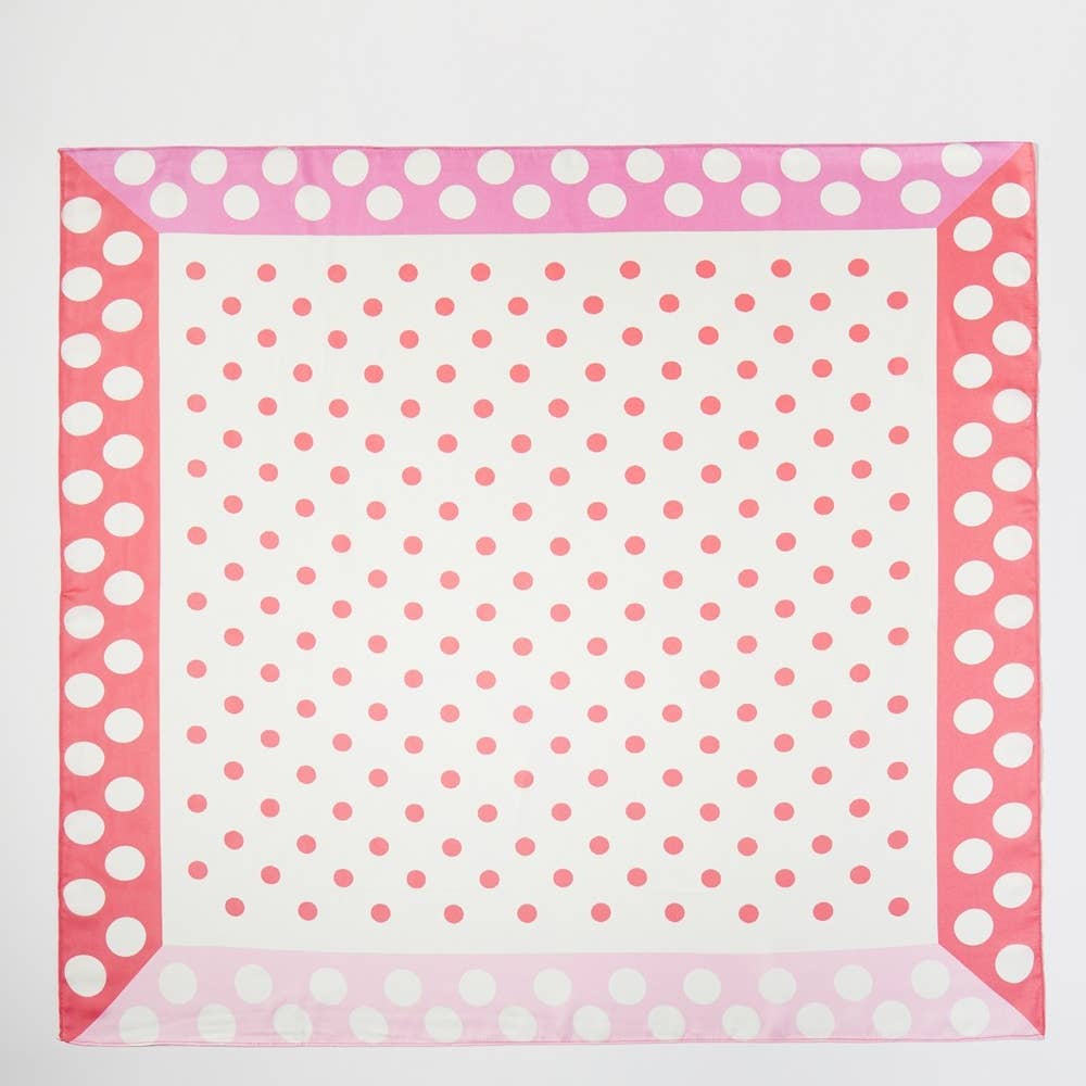 Contrasting Border Polka Dot Square Bandana Scarf
