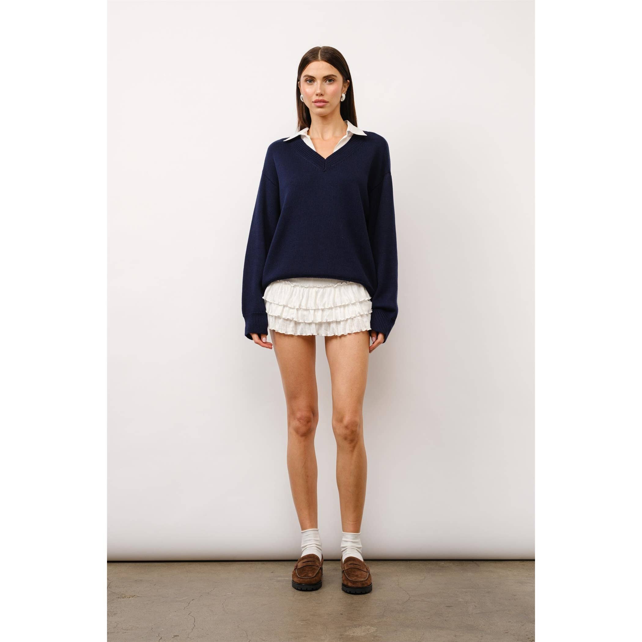 Cove Collared Two-Fer Oversized Sweater