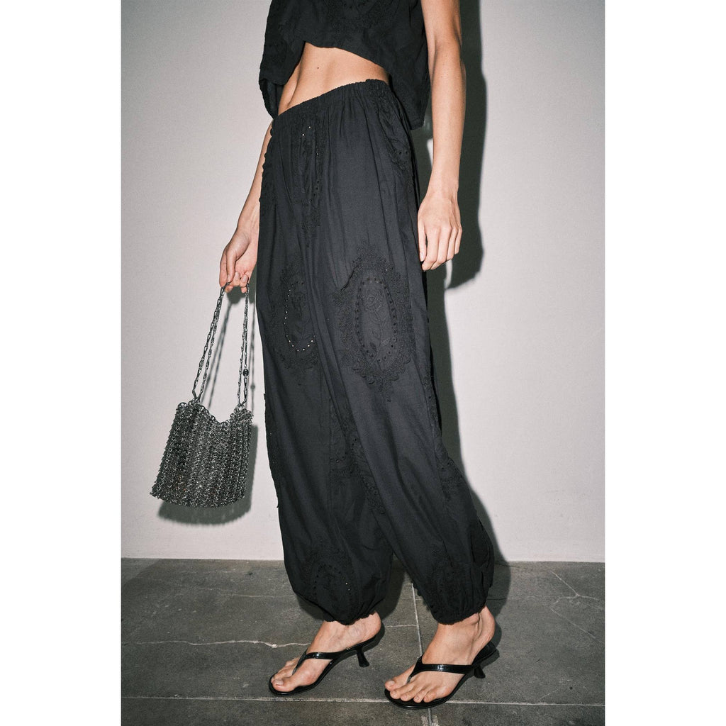 OWEN COTTON EYELET EMBROIDERED BALLOON JOGGER PANTS