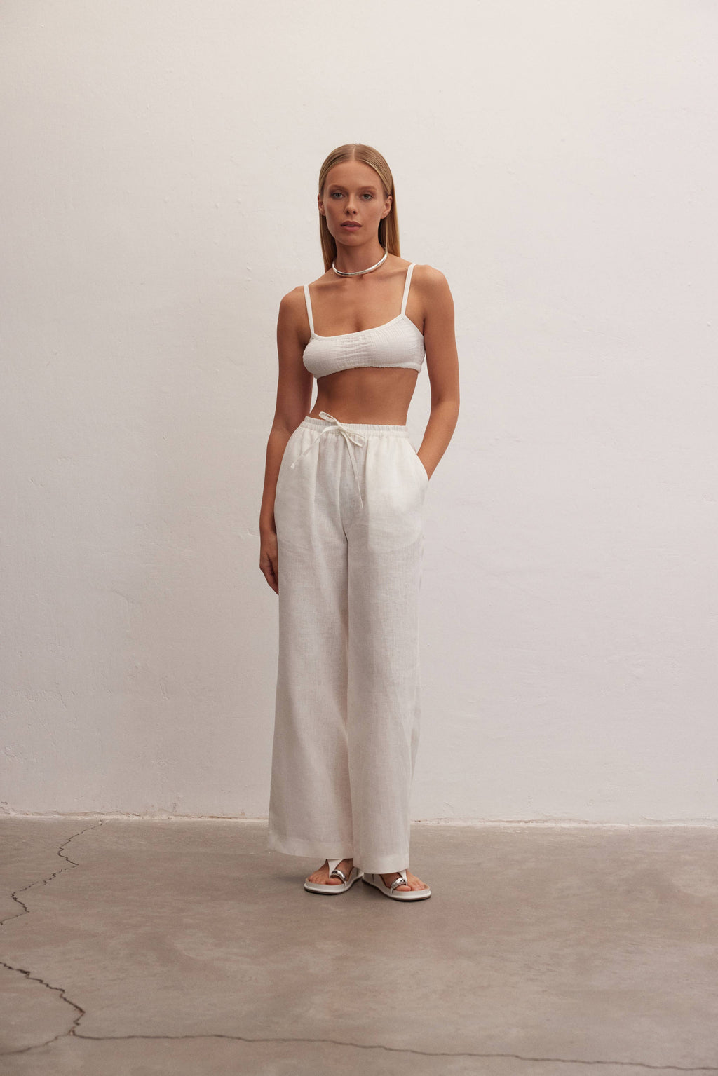 Ivory | Wide-Leg Linen Pants