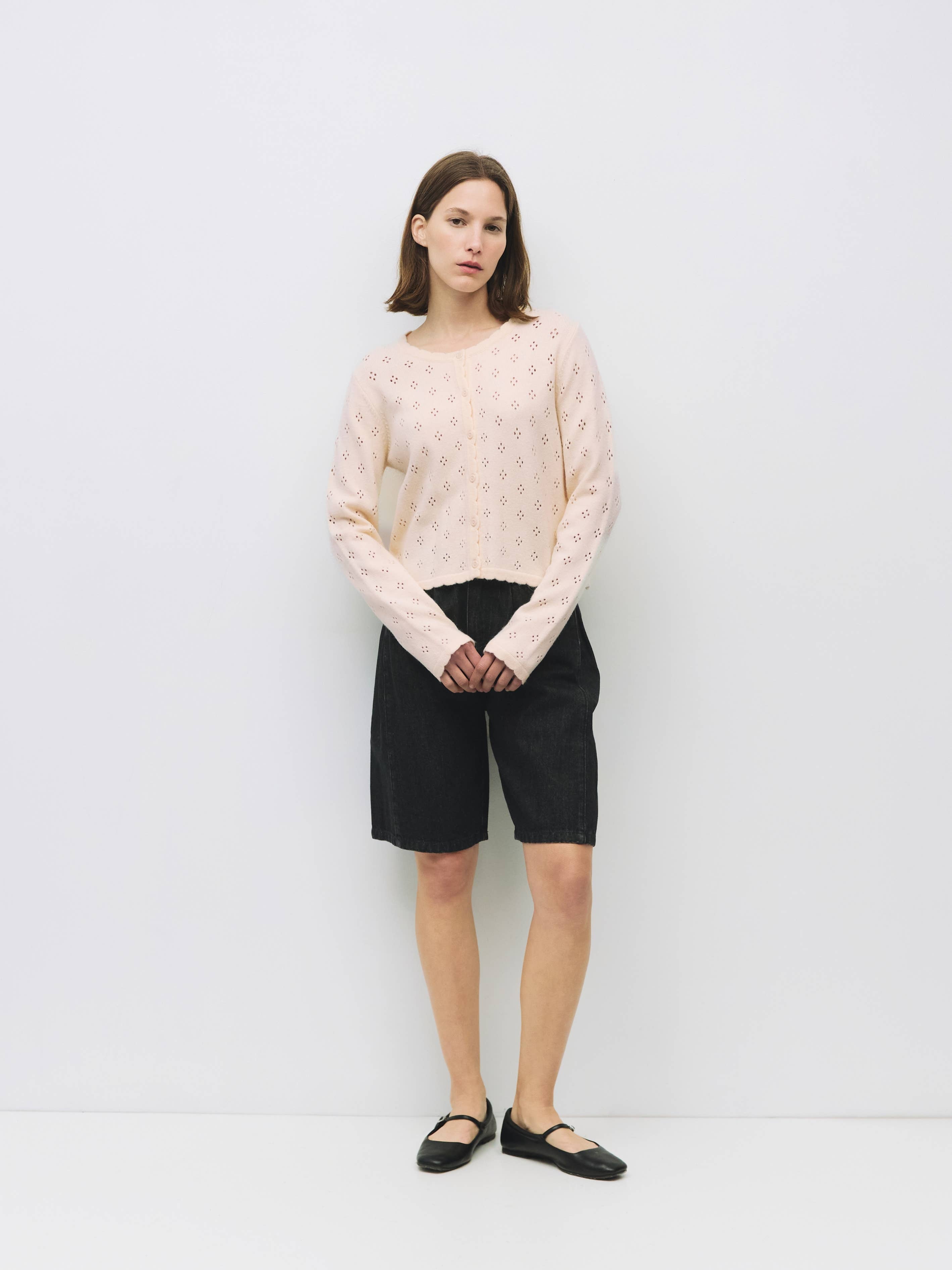 The Carmela Cardigan | Scalloped Pointelle Cardigan