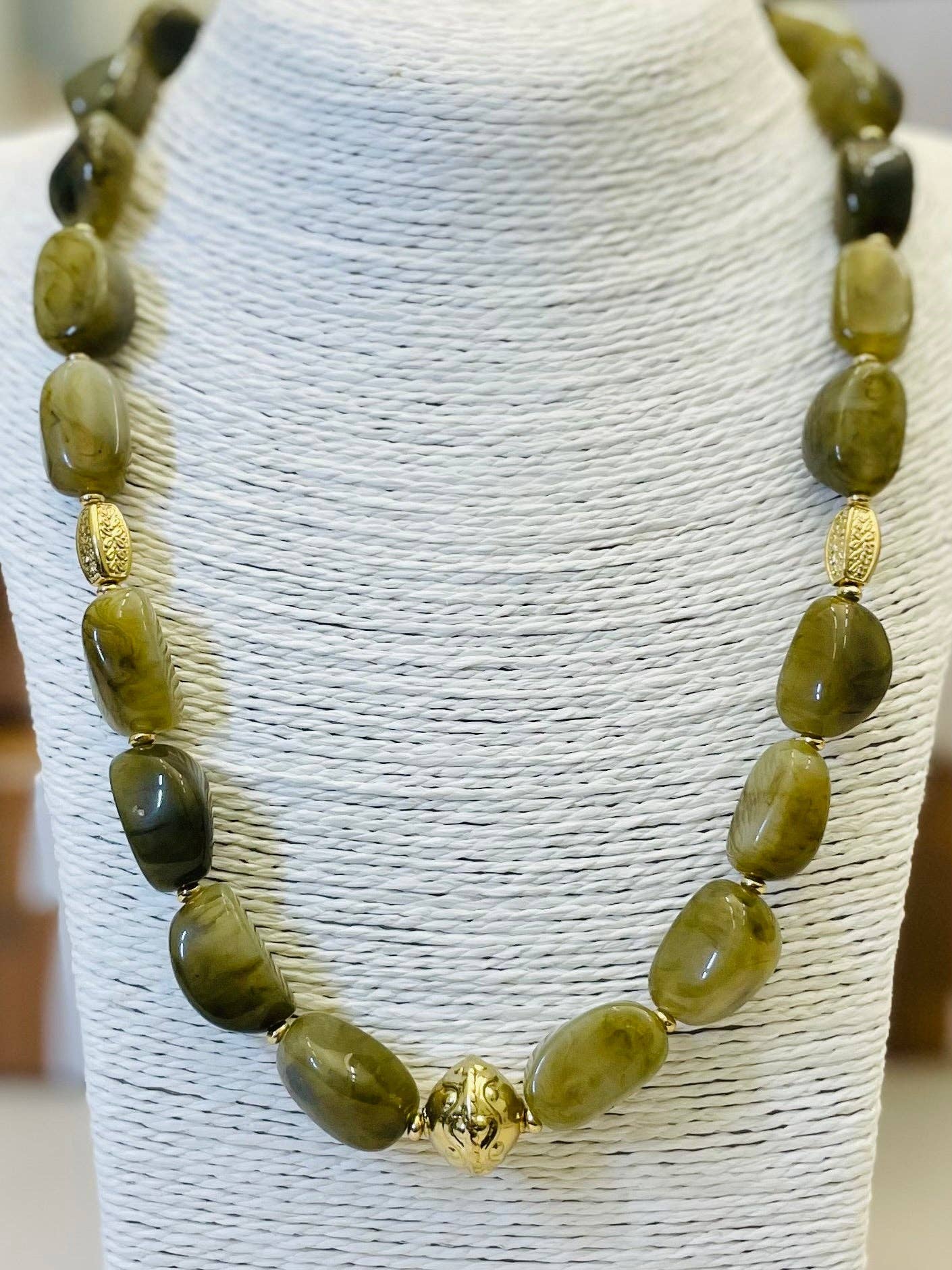 Green Marble Beaded Necklace