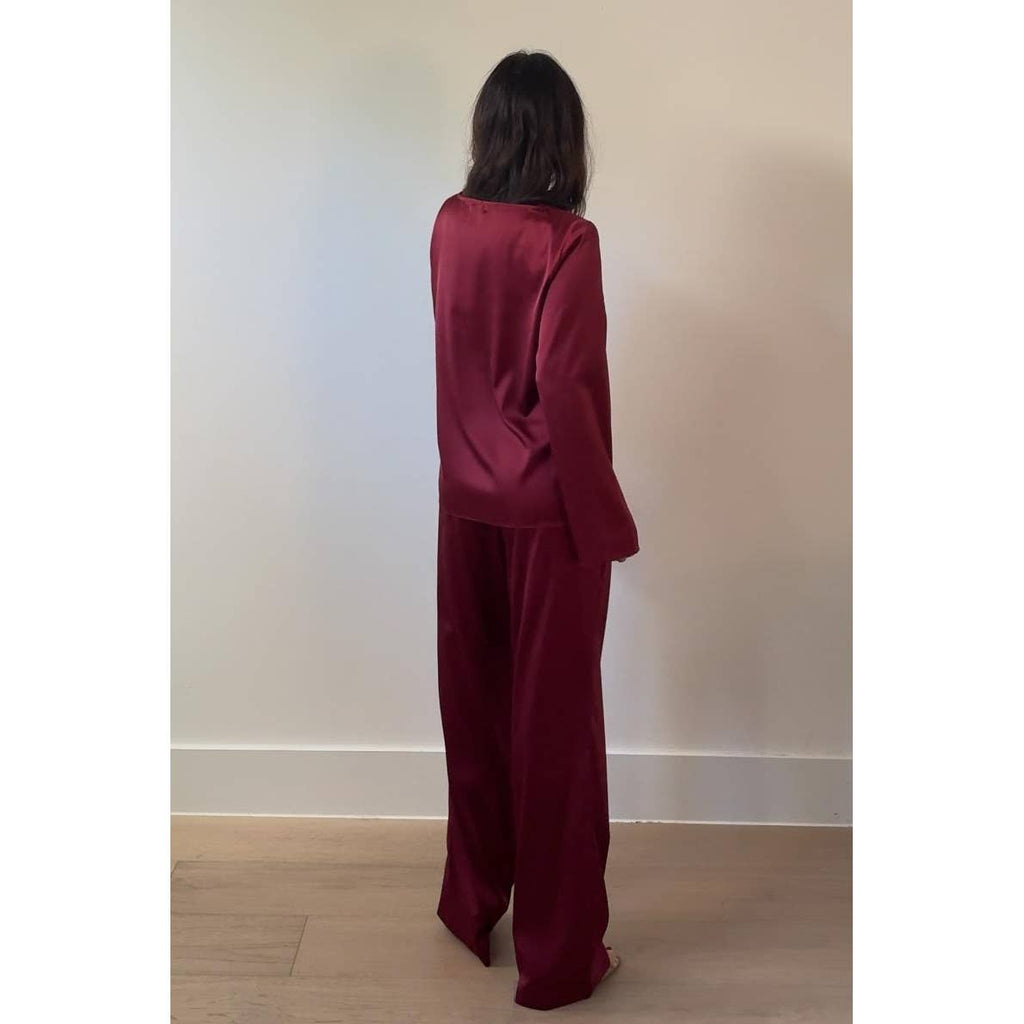 Satin Long Sleeves Top & Pants Set