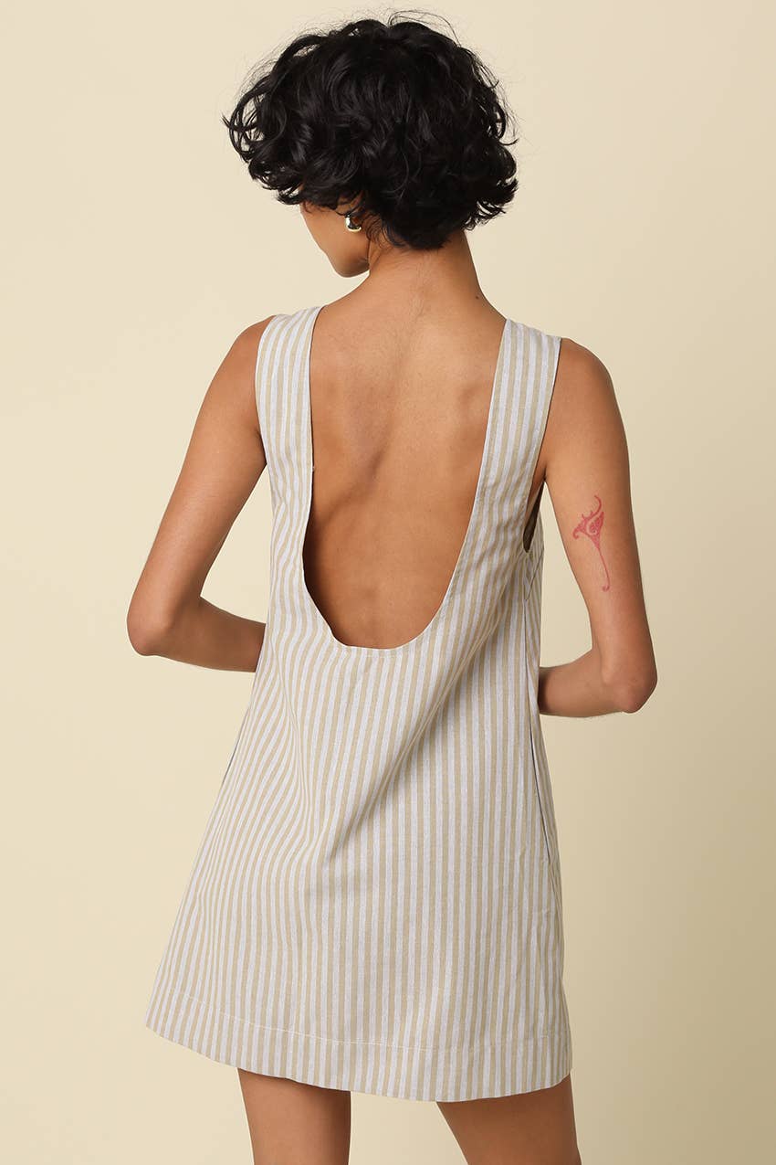 CHARIS STRIPE OPEN0BACK MINI DRESS
