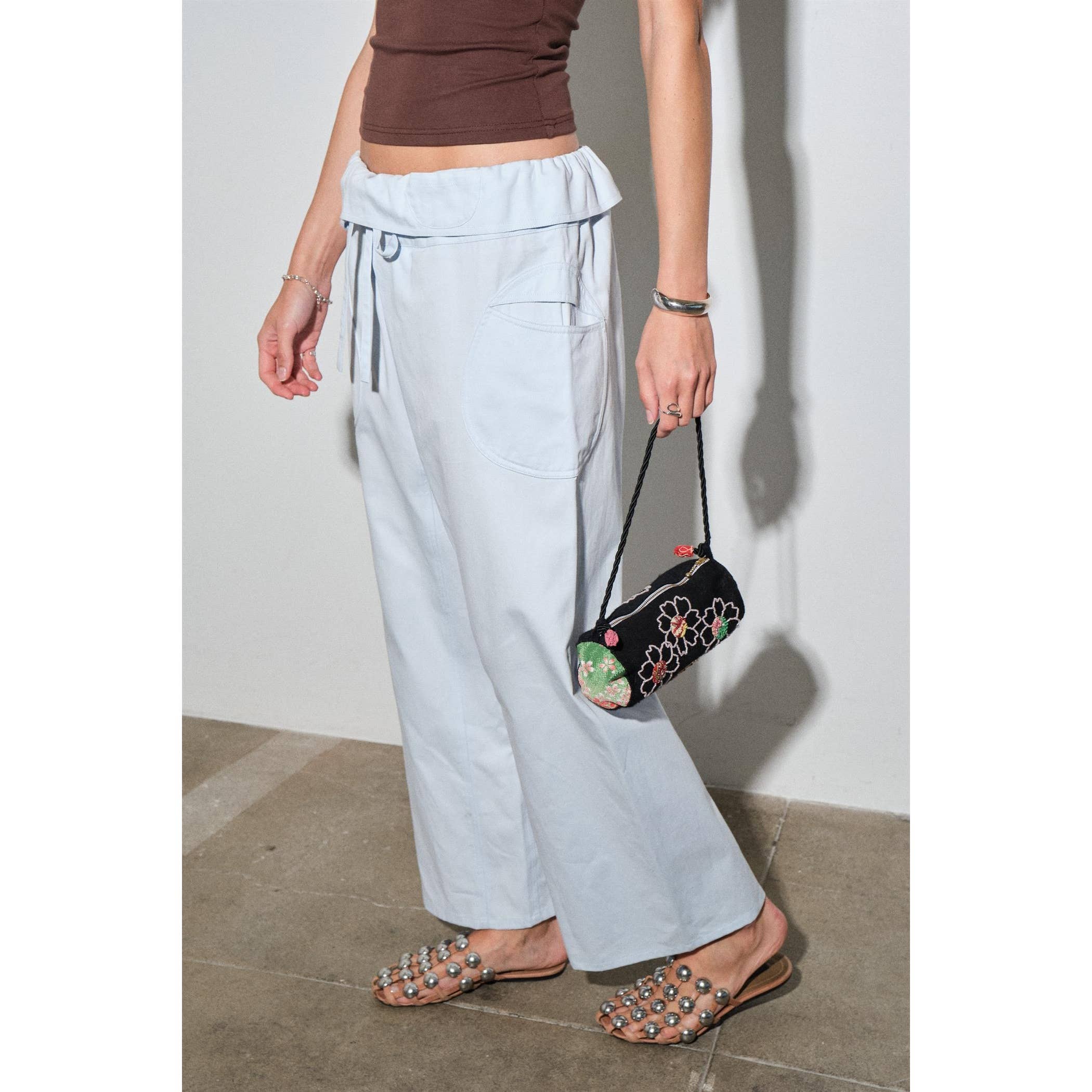 ANJA FOLD-OVER COTTON TWILL PANT