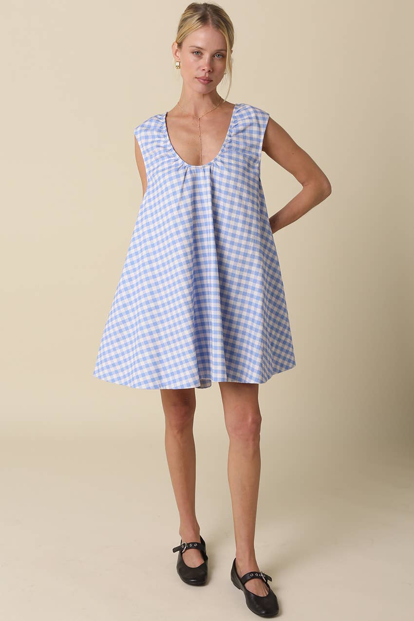 NOELLA GINGHAM SWING MINI DRESS