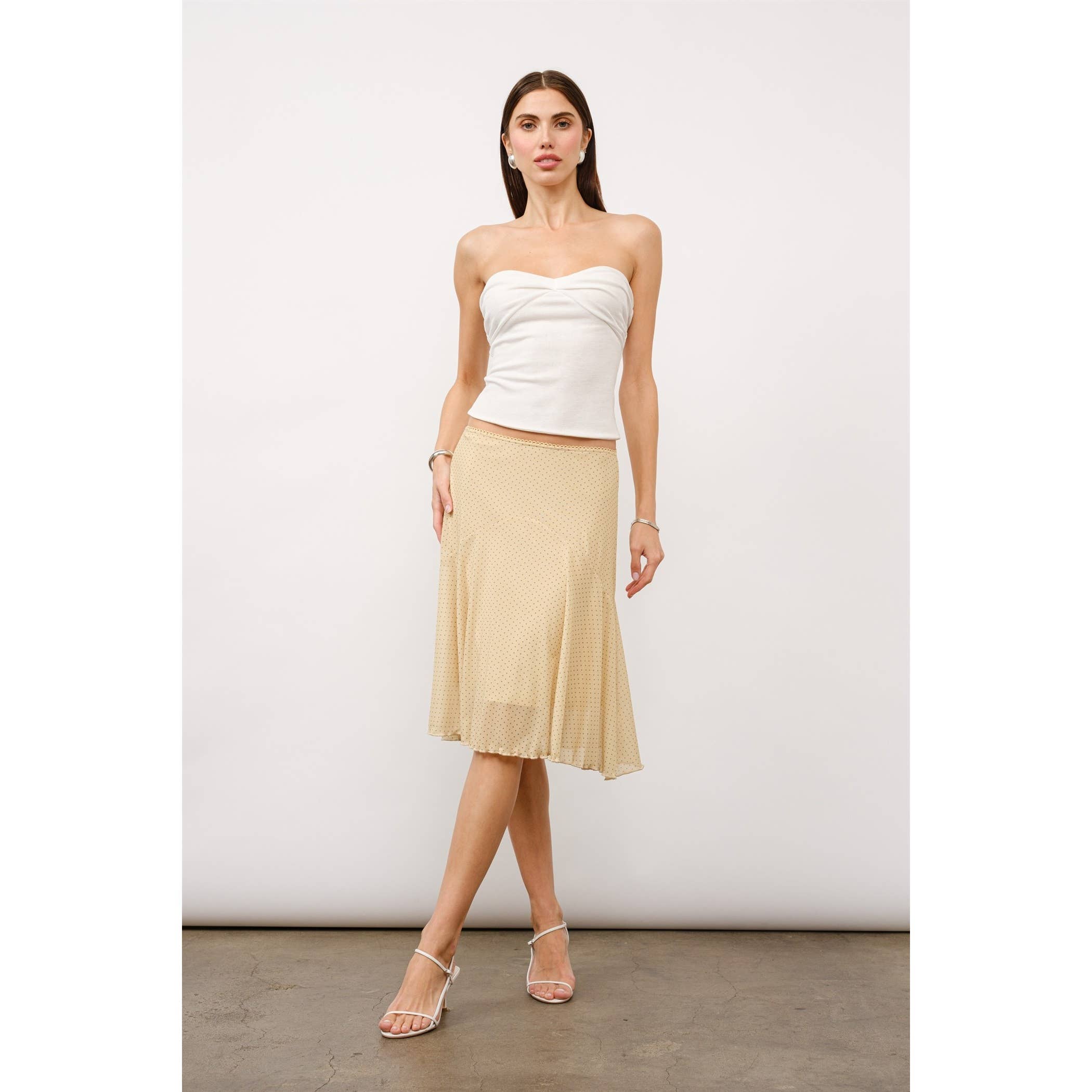 Lilou Polka Dot Mesh Mid Skirt