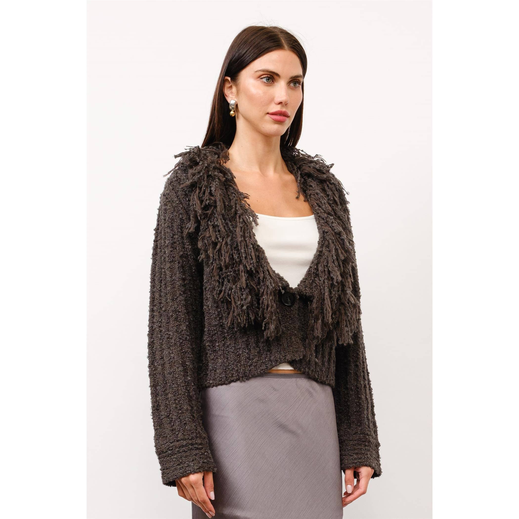 Madelyn Fringe Sweater Cropped Cardigan