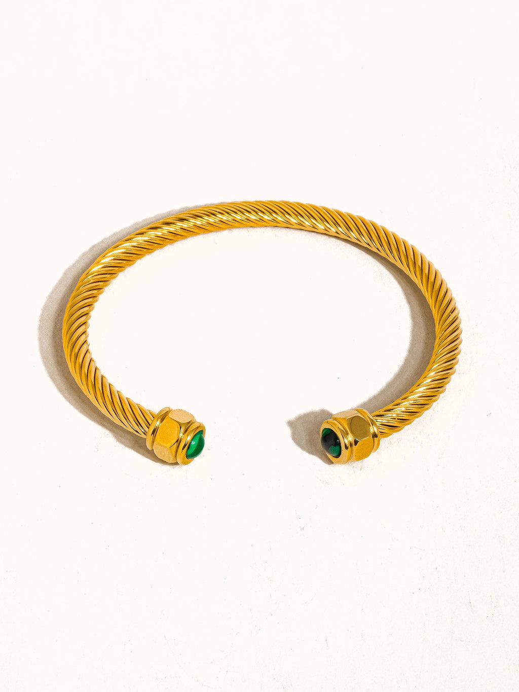 Vail 18K Gold Non-Tarnish Stone Braided Bangle