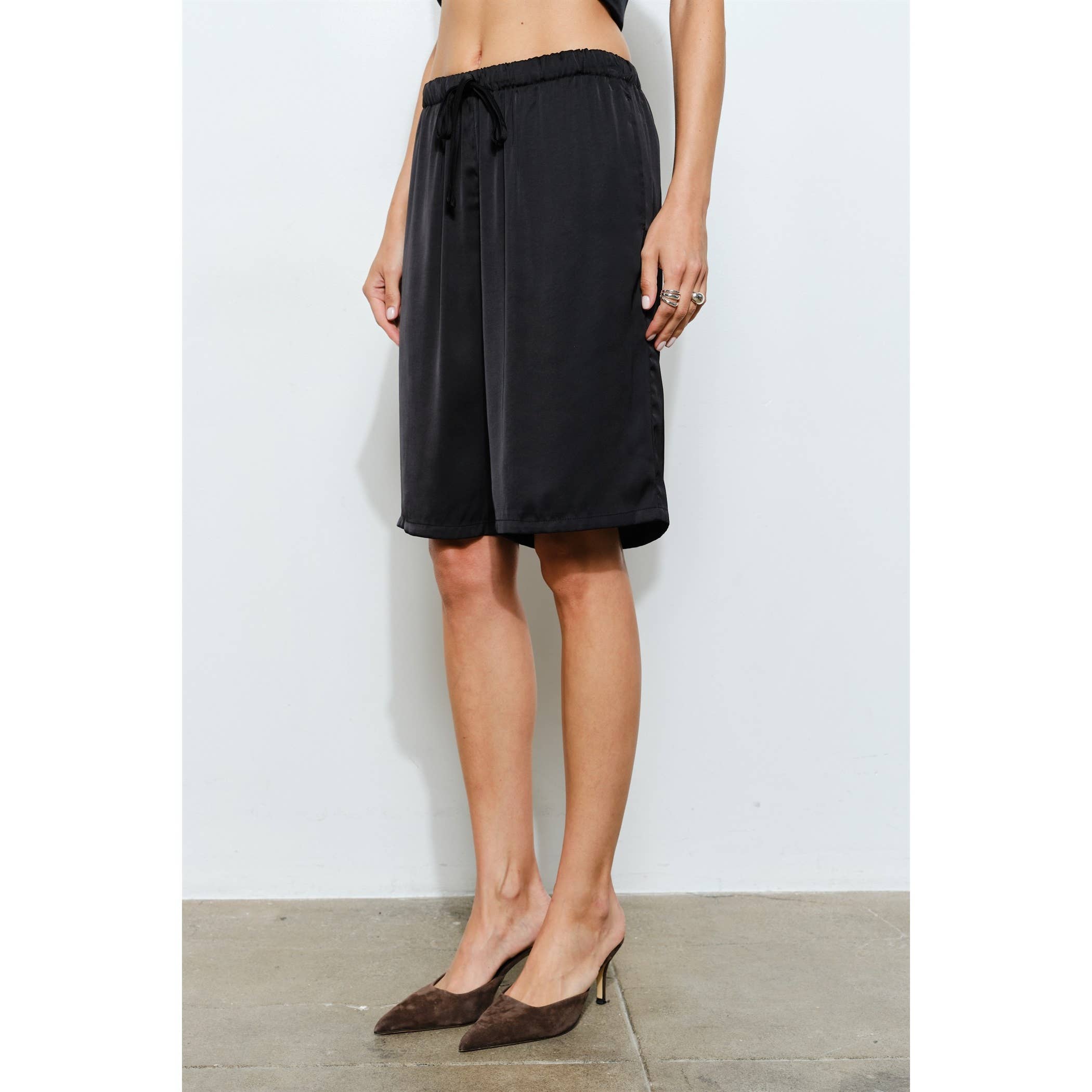 Lily Relaxed Fit Satin Long Shorts