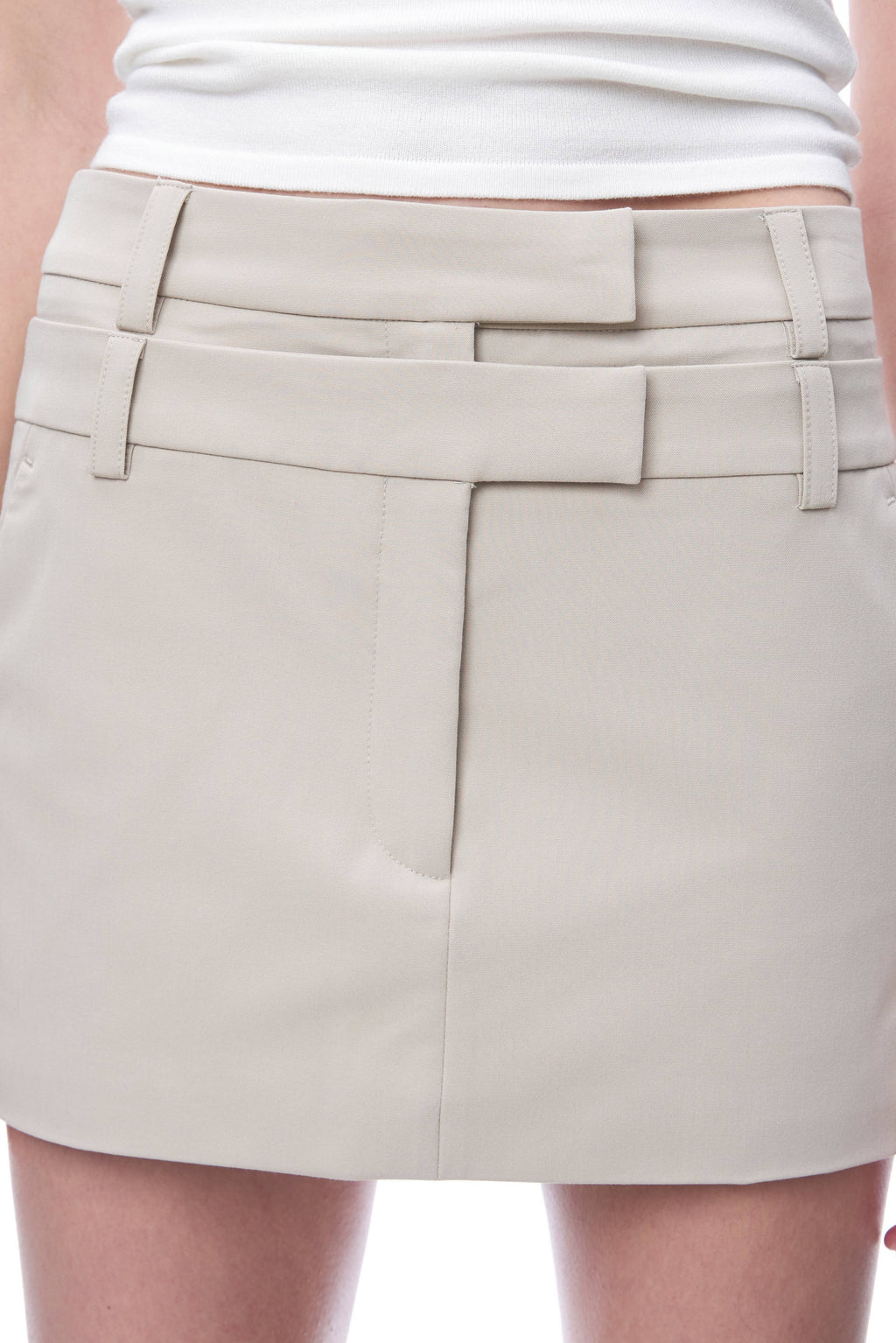 Double Waist Band Mini Skirt