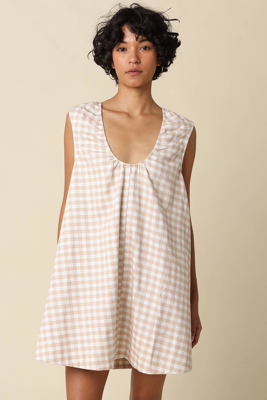 NOELLA GINGHAM SWING MINI DRESS