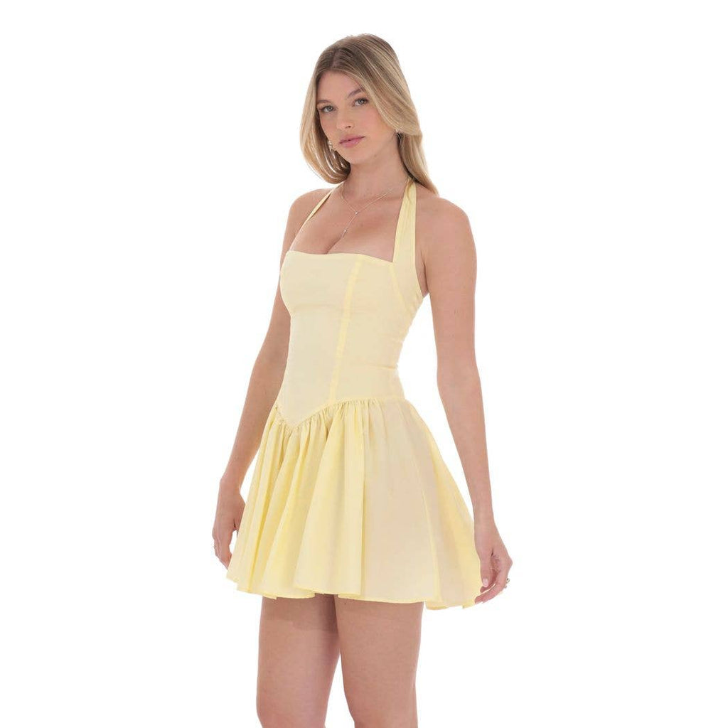 Halter A-line Dress in Yellow
