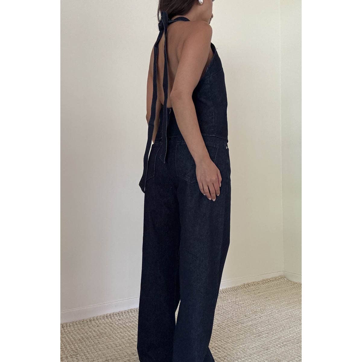 Self-Tie Belt Loose Baggy Fit Denim Pants