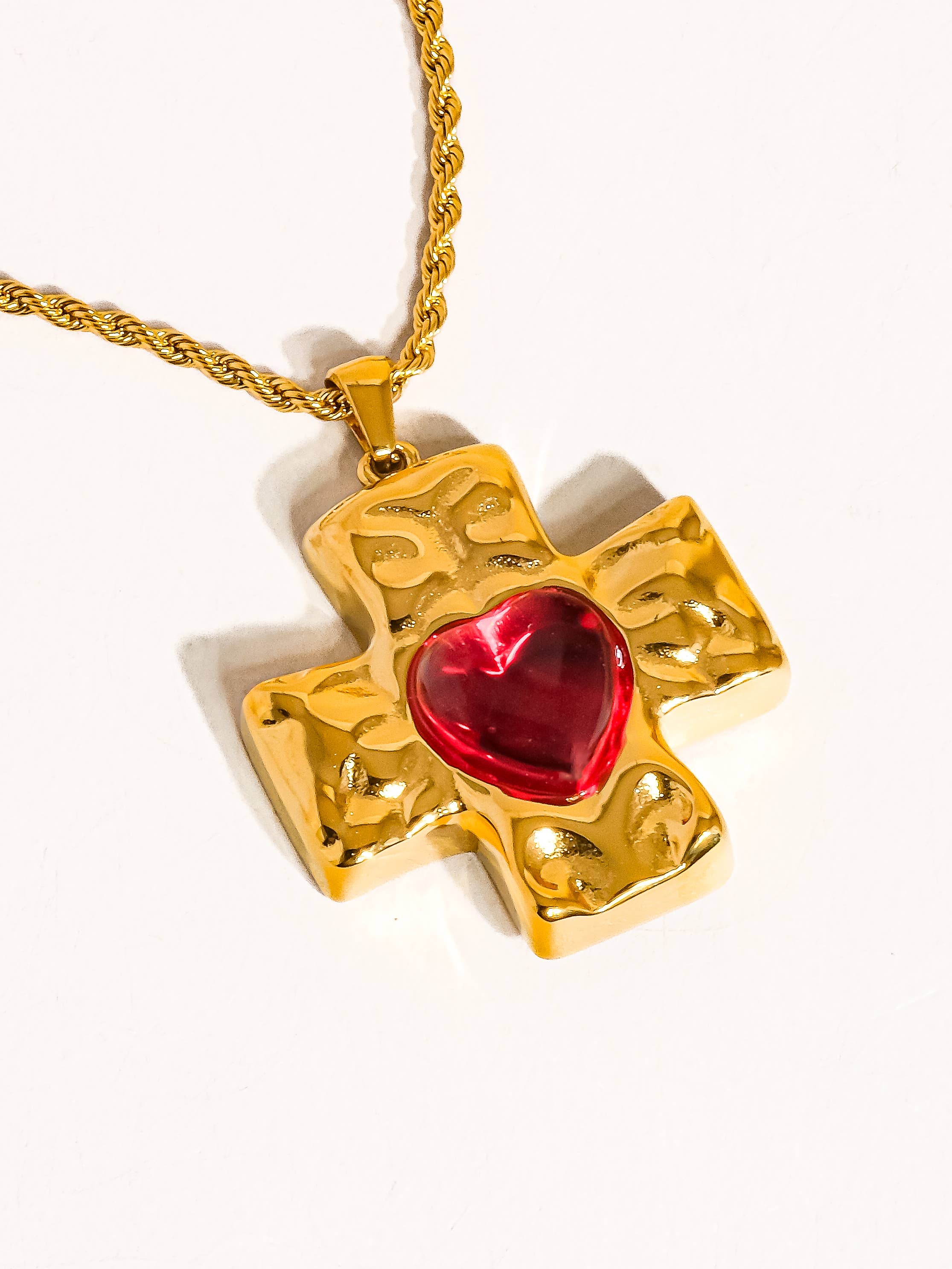 Homer 18K Non-Tarnish Red Cross Necklace