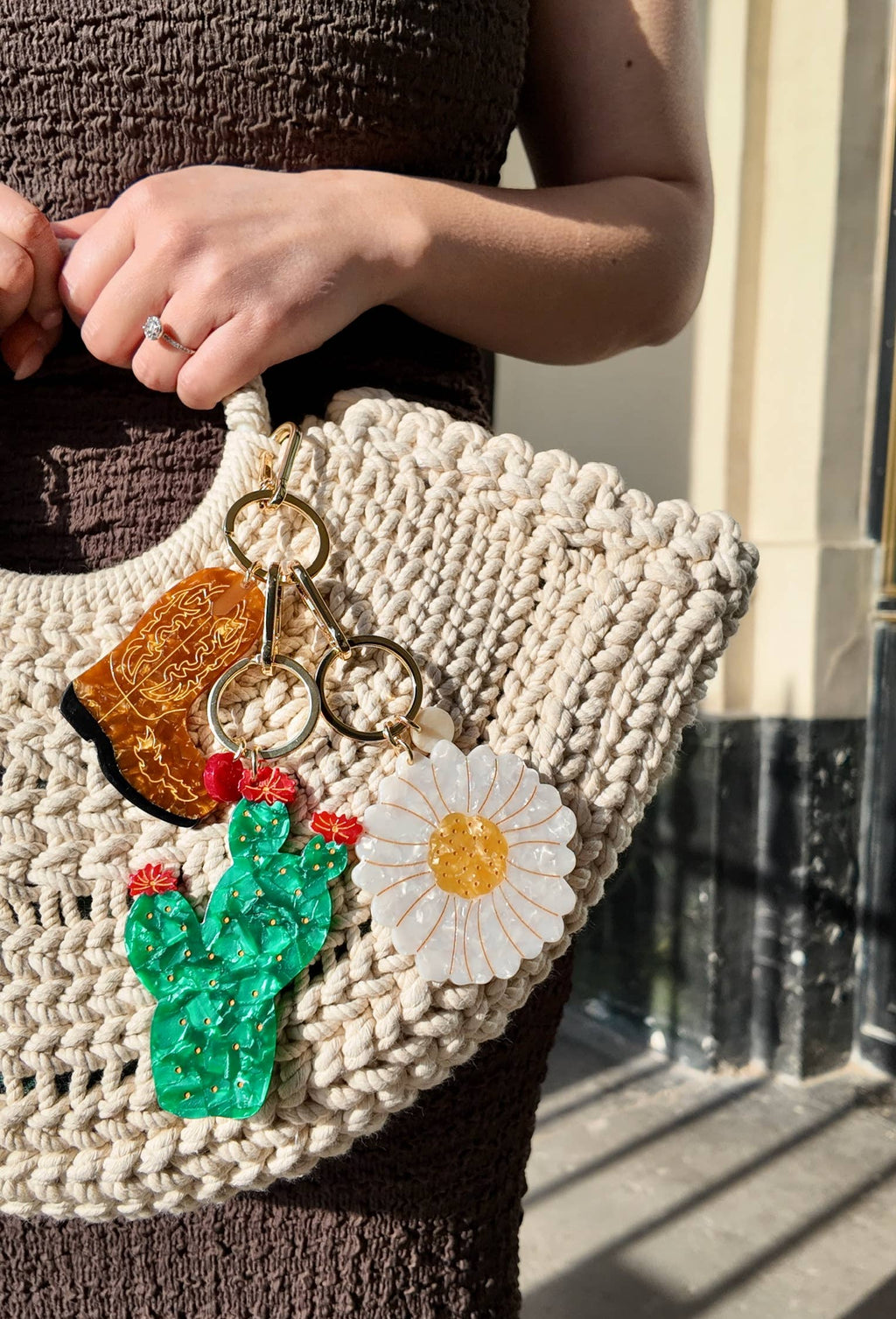 Hand-painted Cowboy Boot Bag Charm & Keychain