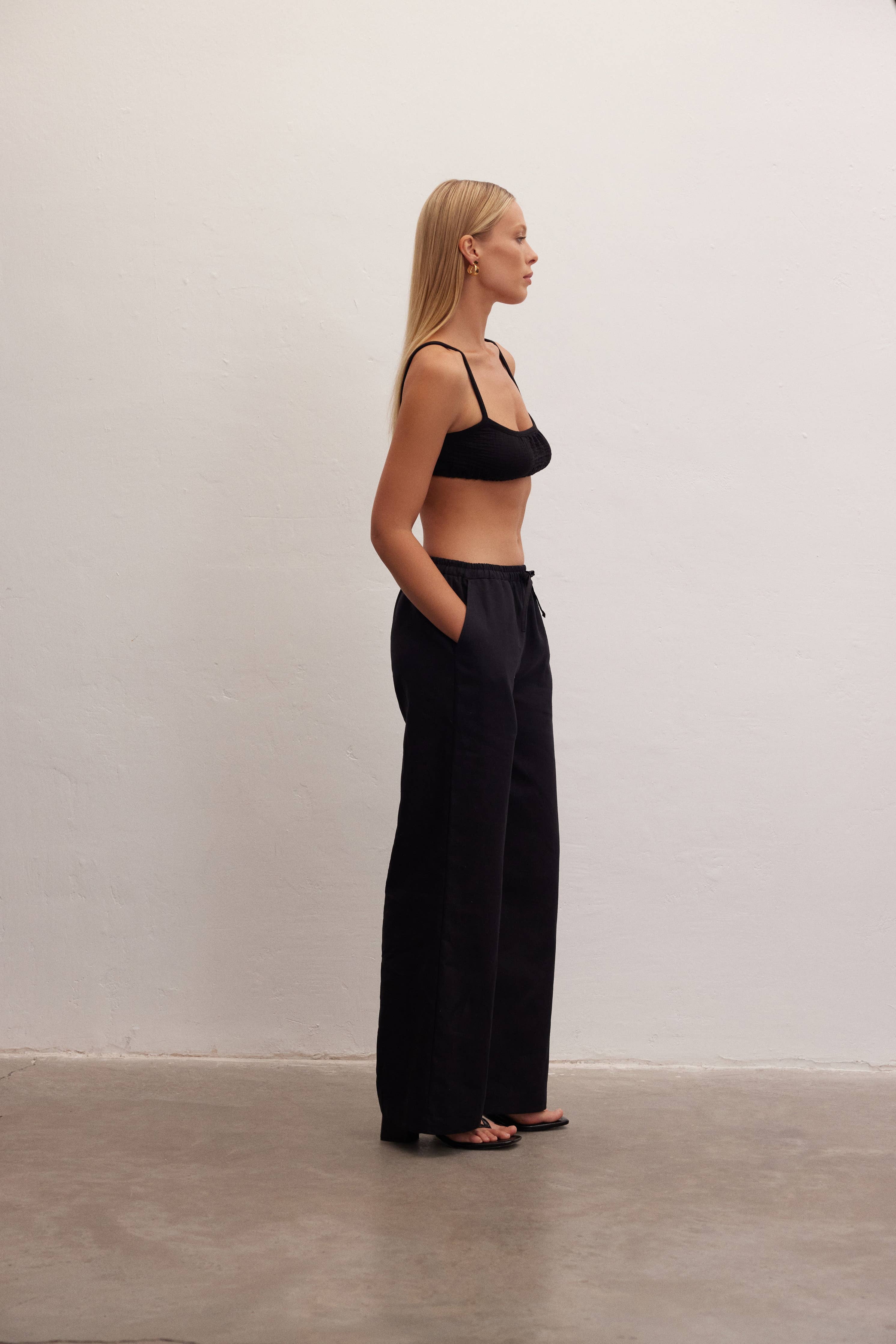 Ivory | Wide-Leg Linen Pants