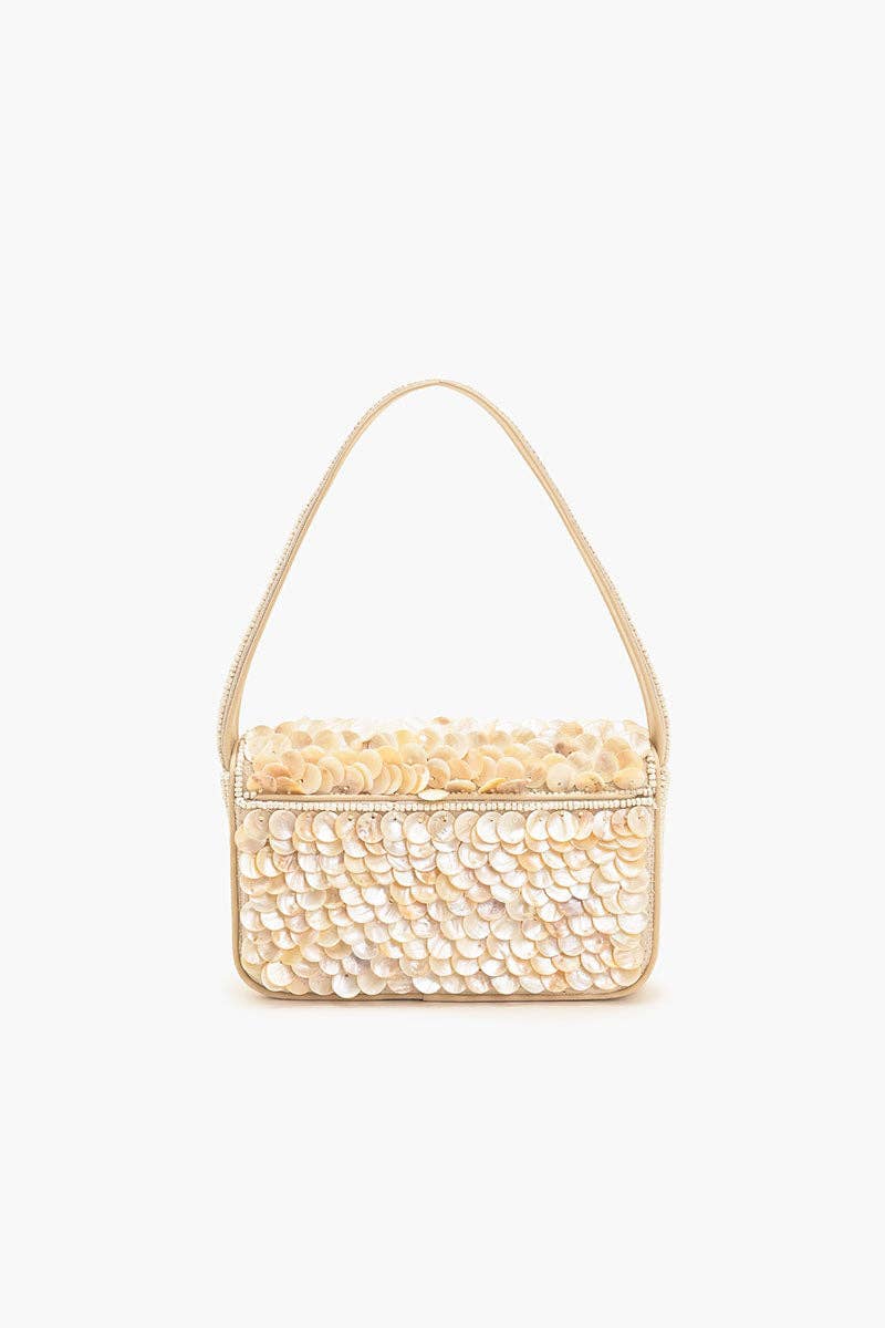 RAINBOW SHELL BEADED SHOULDER BAG