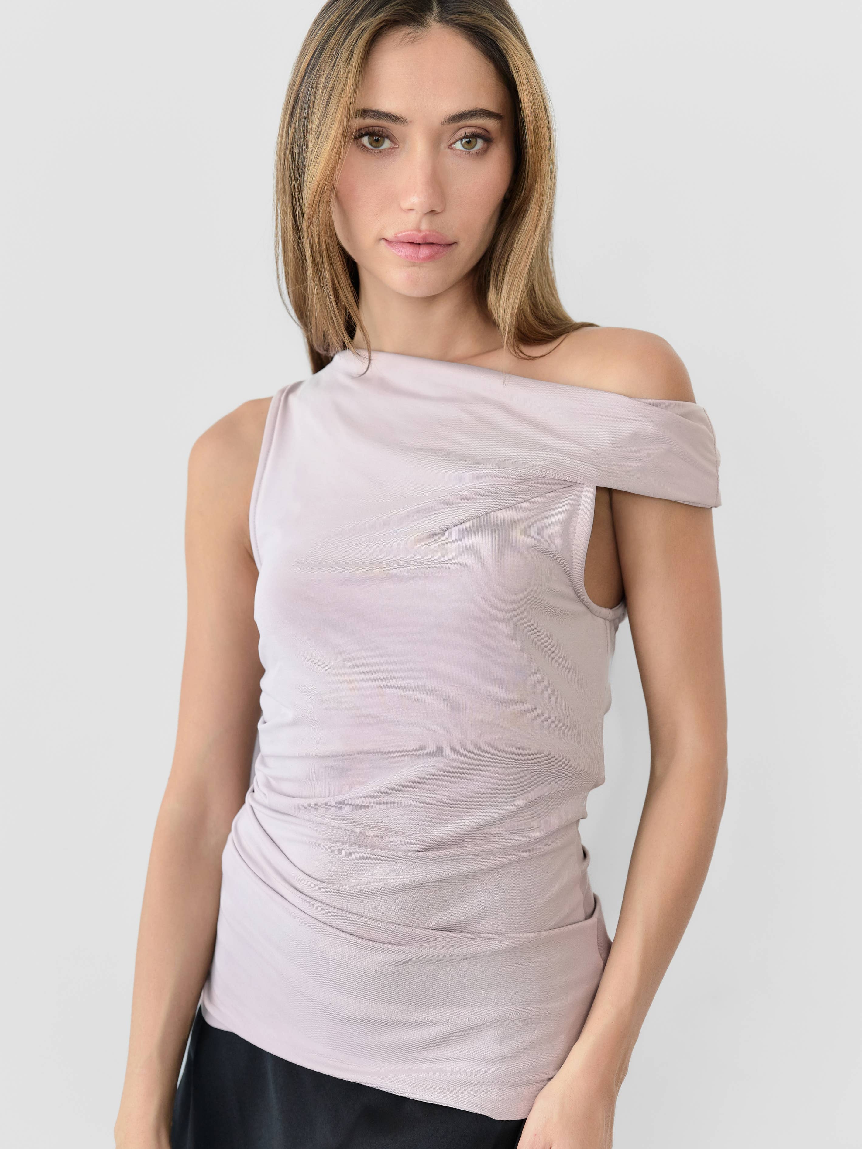 The Emilia Top | Asymmetrical Twist Shoulder Top