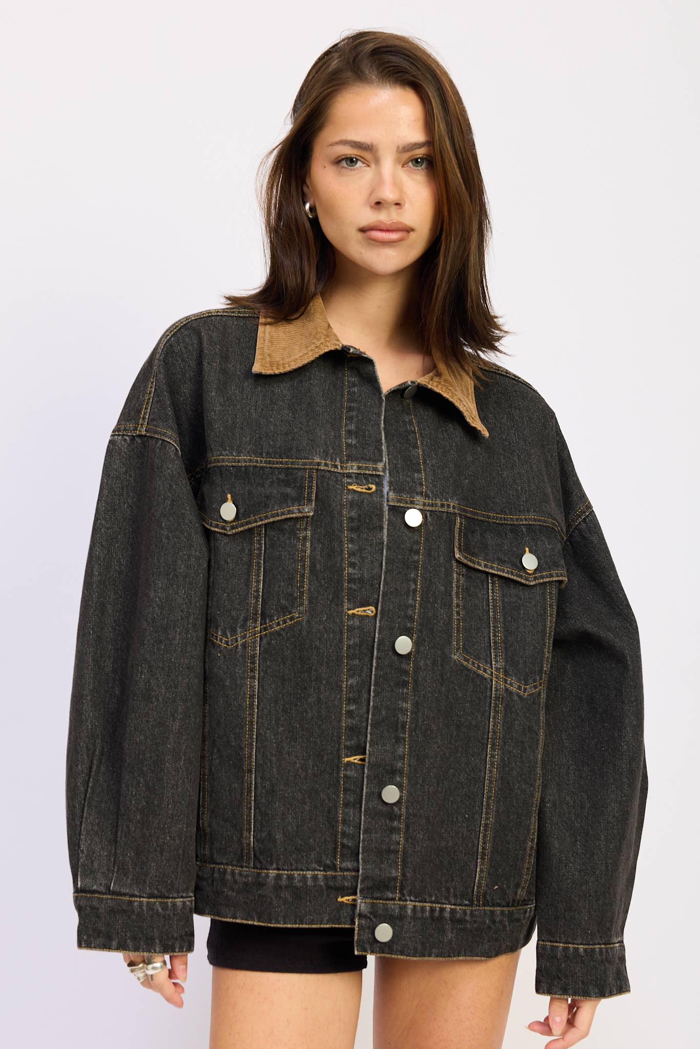 Mix Media Oversize Denim Jacket