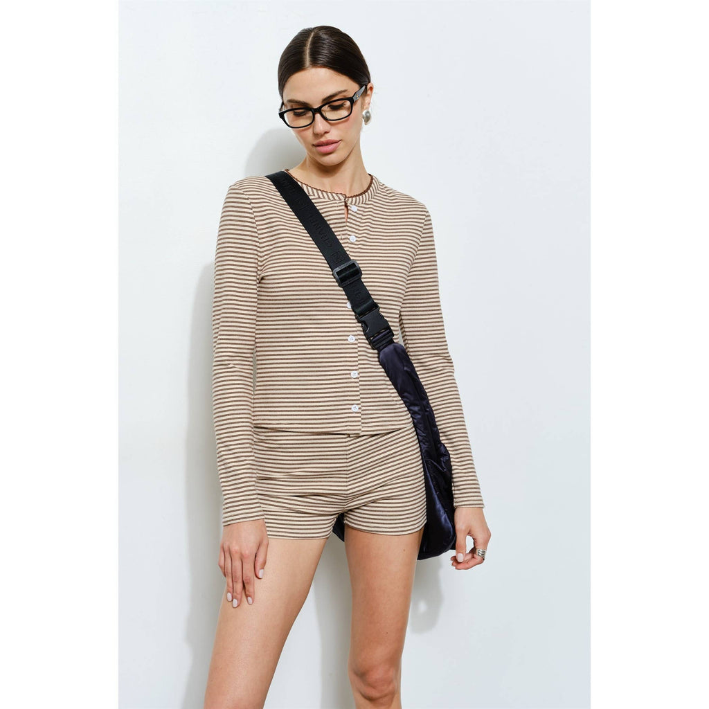Renata Striped Long Sleeve Button Up Top