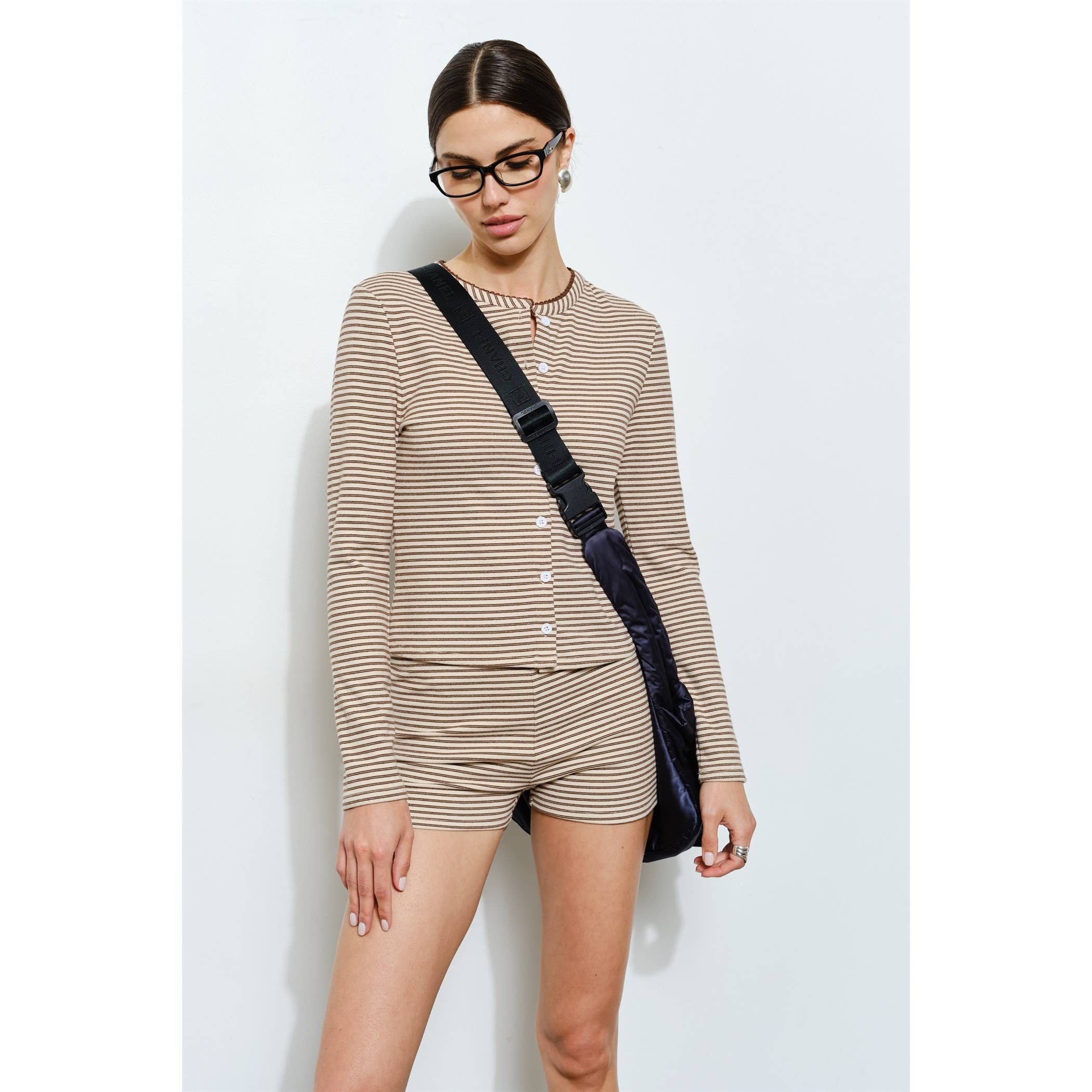 Renata Striped Long Sleeve Button Up Top