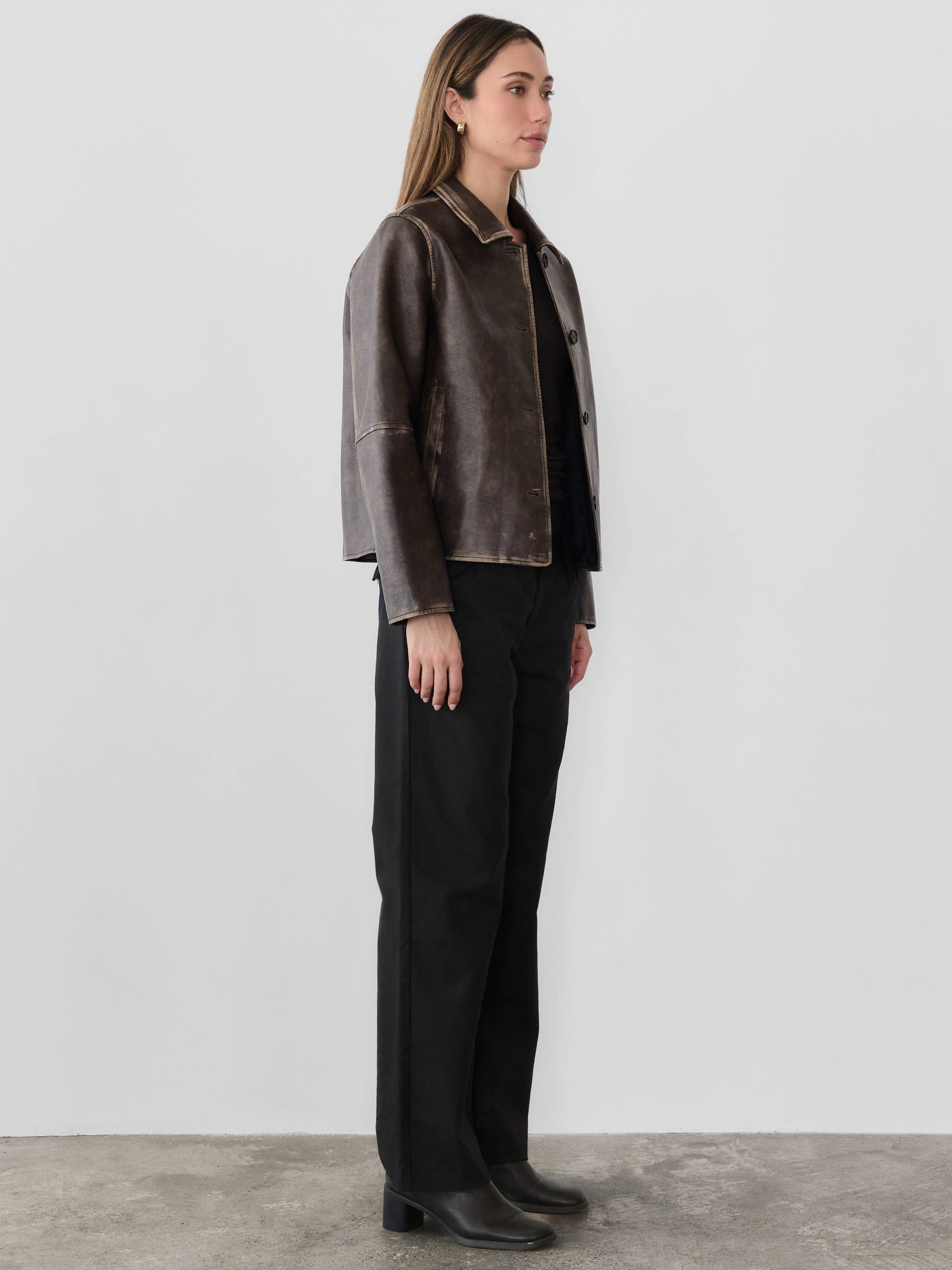 The Murph Jacket | Distressed Button-Down Leather Jacket