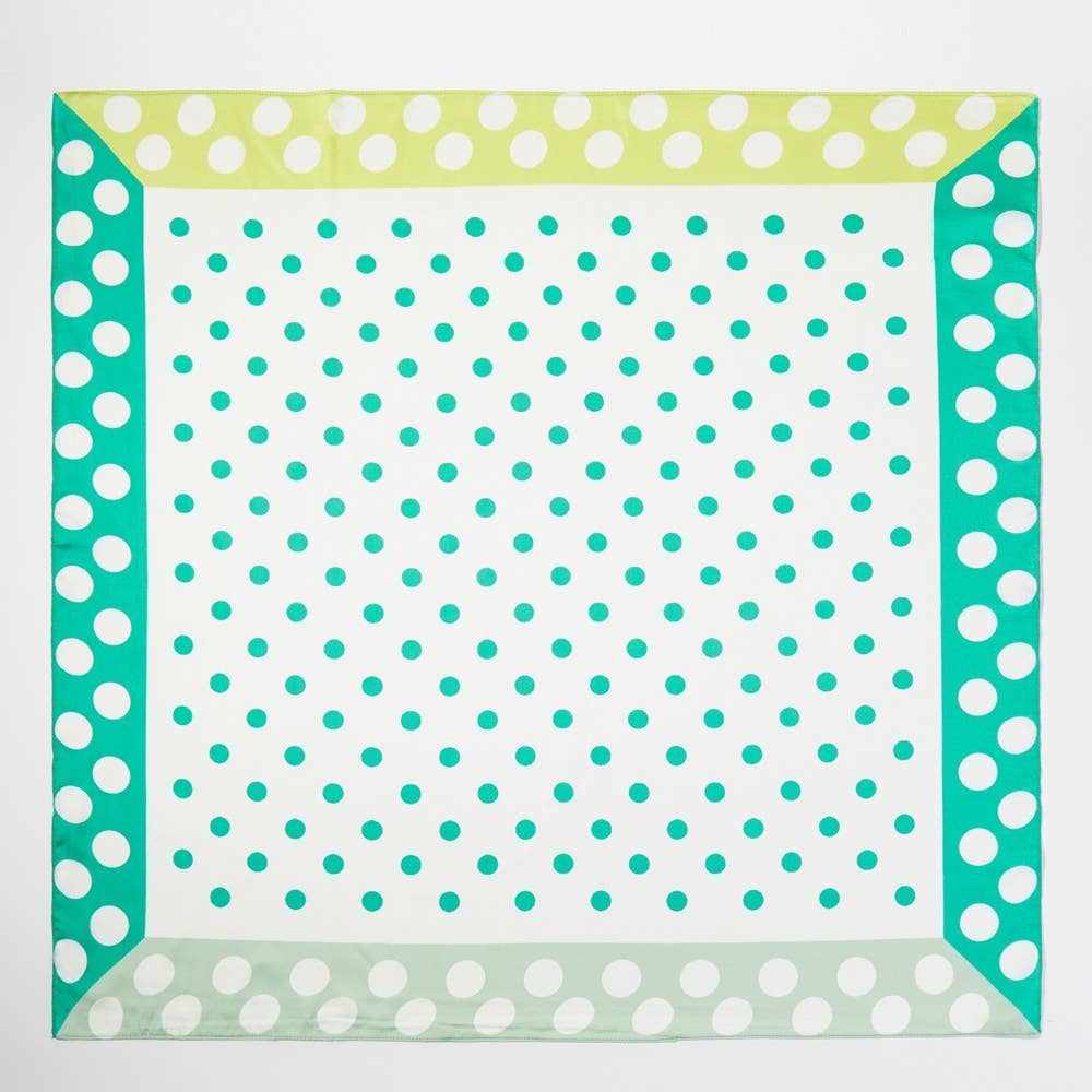 Contrasting Border Polka Dot Square Bandana Scarf