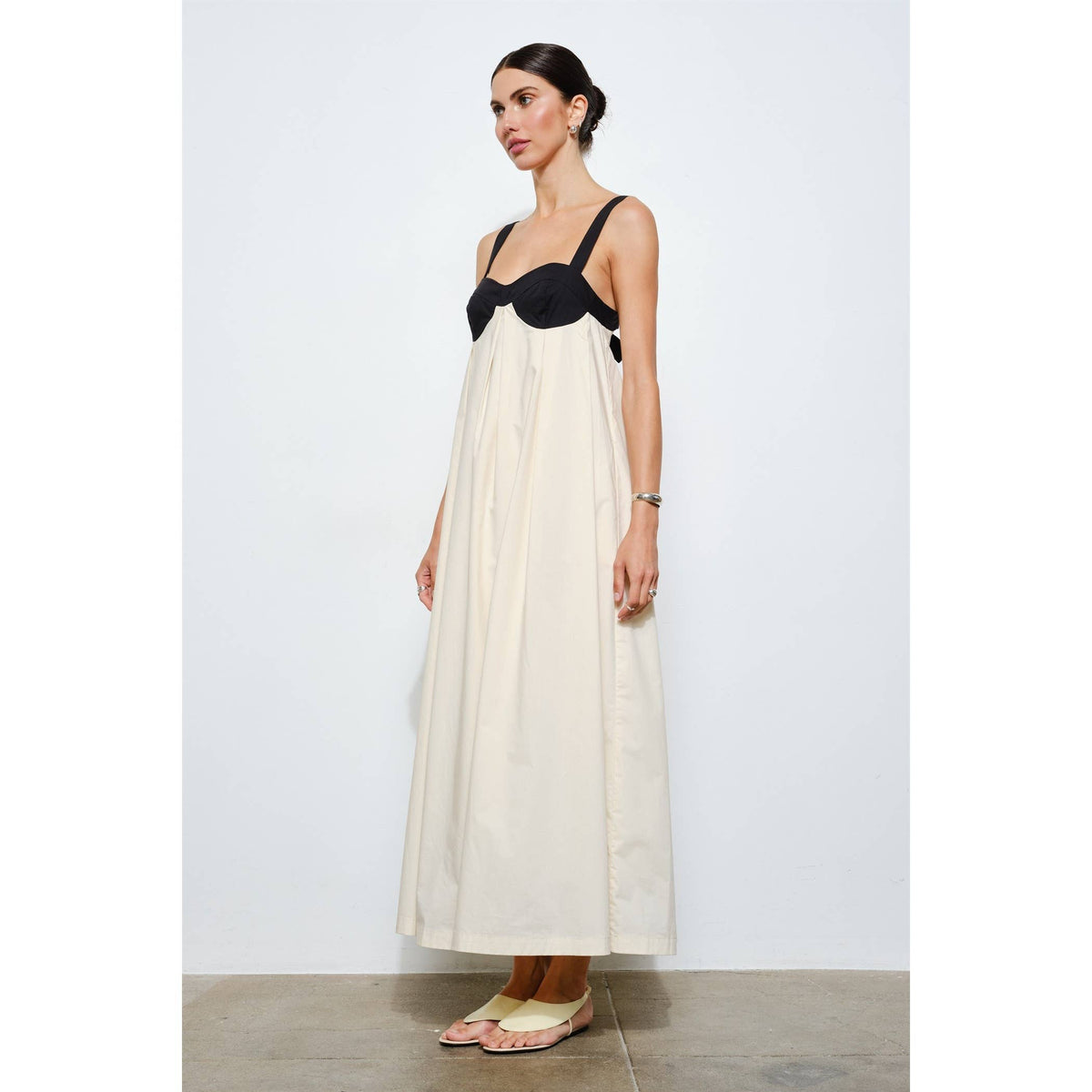 Amelia Box Pleat Maxi Dress in Sea Salt